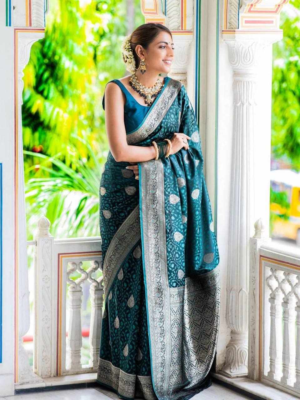 Traditional Blue Banarasi Saree