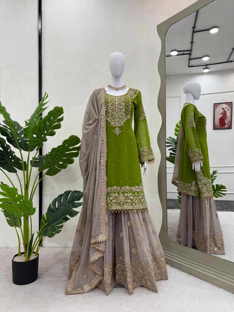 Embroidered Green Pakistani Dress