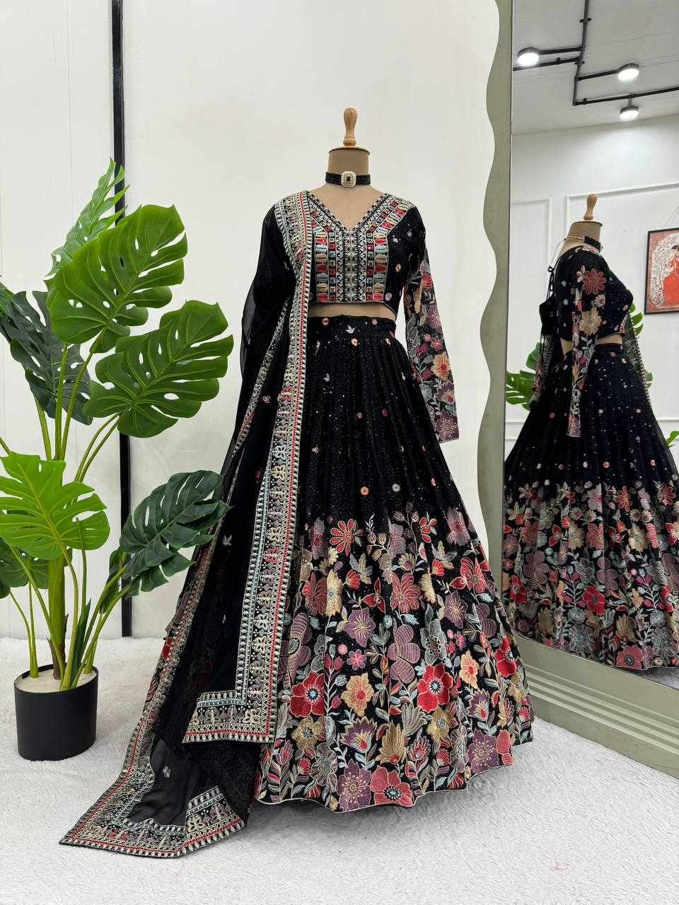 Embroidered Black Lehenga Choli