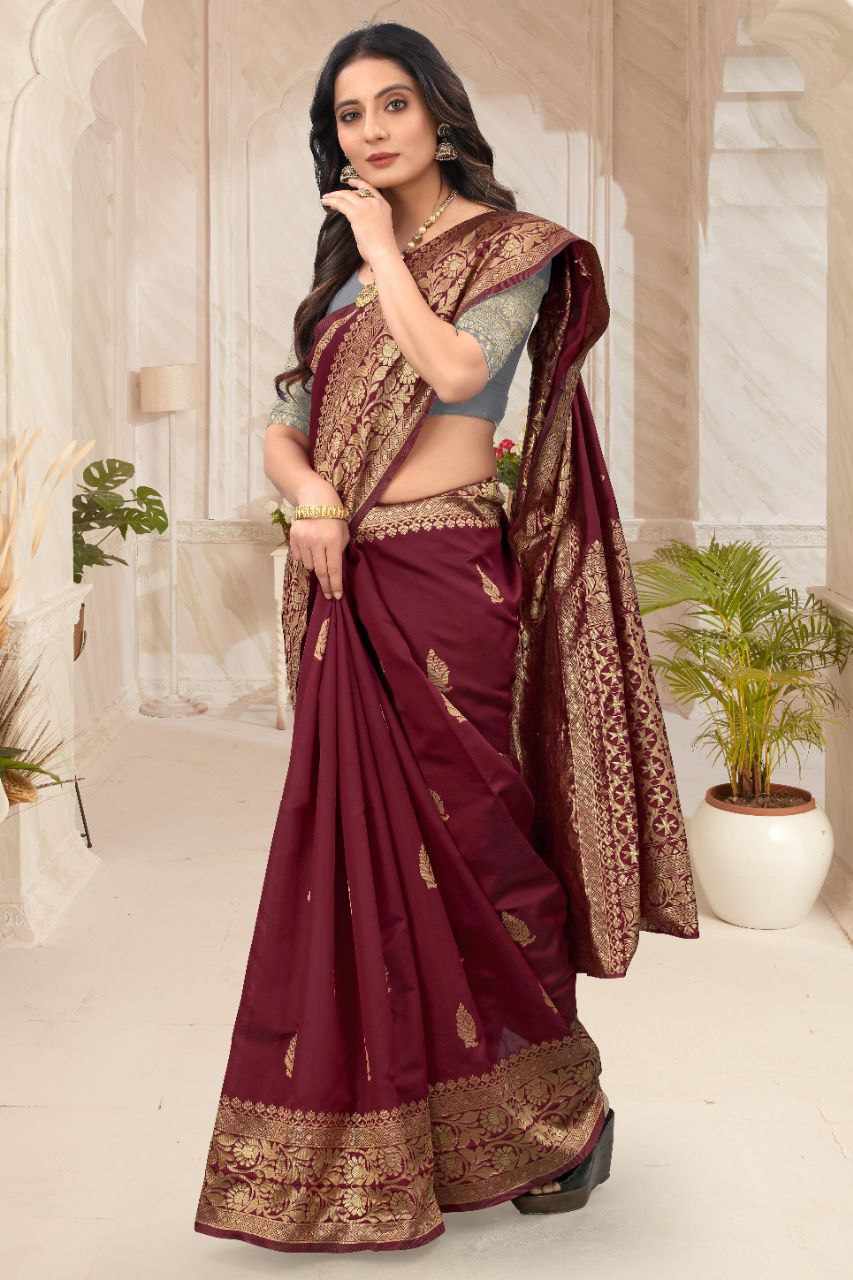Maroon Banarasi Silk Saree