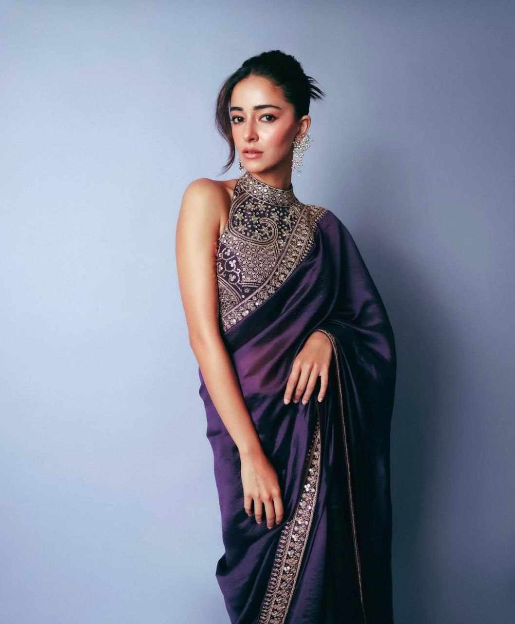 Embroidered Purple Saree