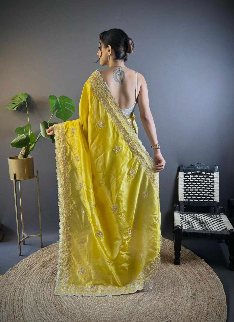 Gold Crunchy Silk Saree