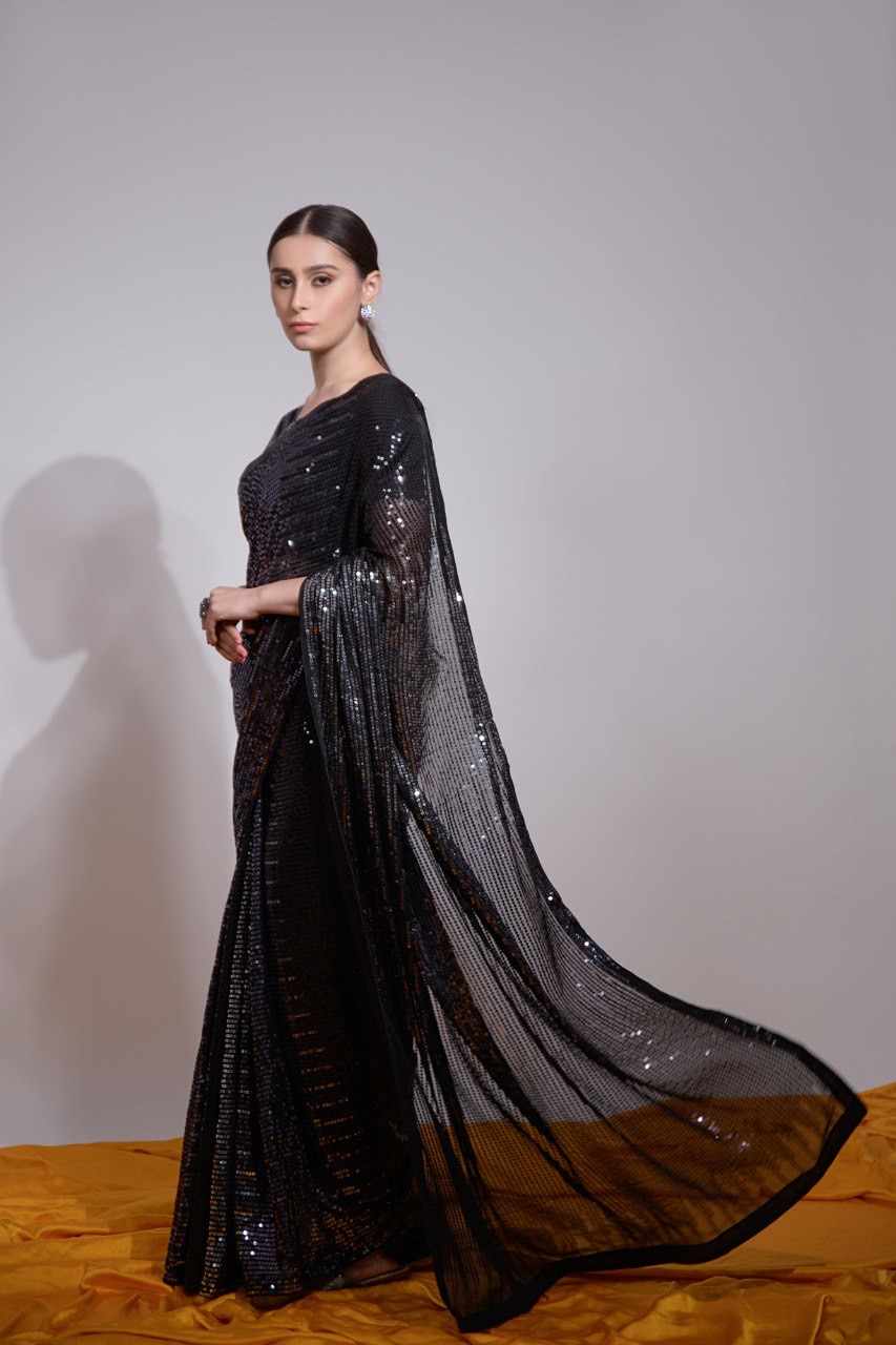 Black Sequin Saree