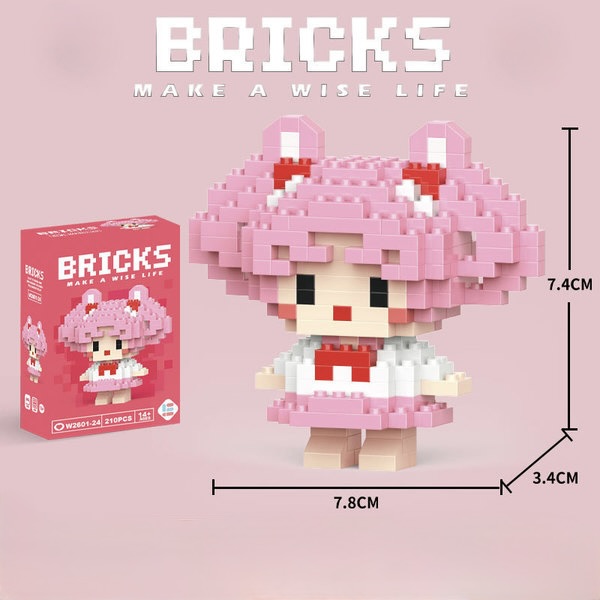 Pink Anime Brick Toy