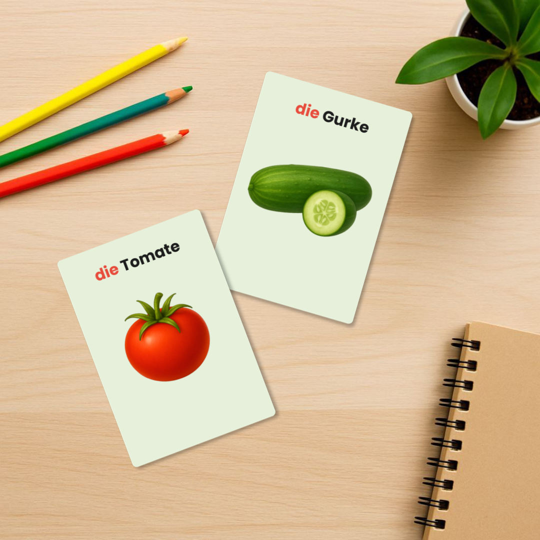 Gemüse  – 12 Lernkarten | Deutsch / DE–TR / DE–EN