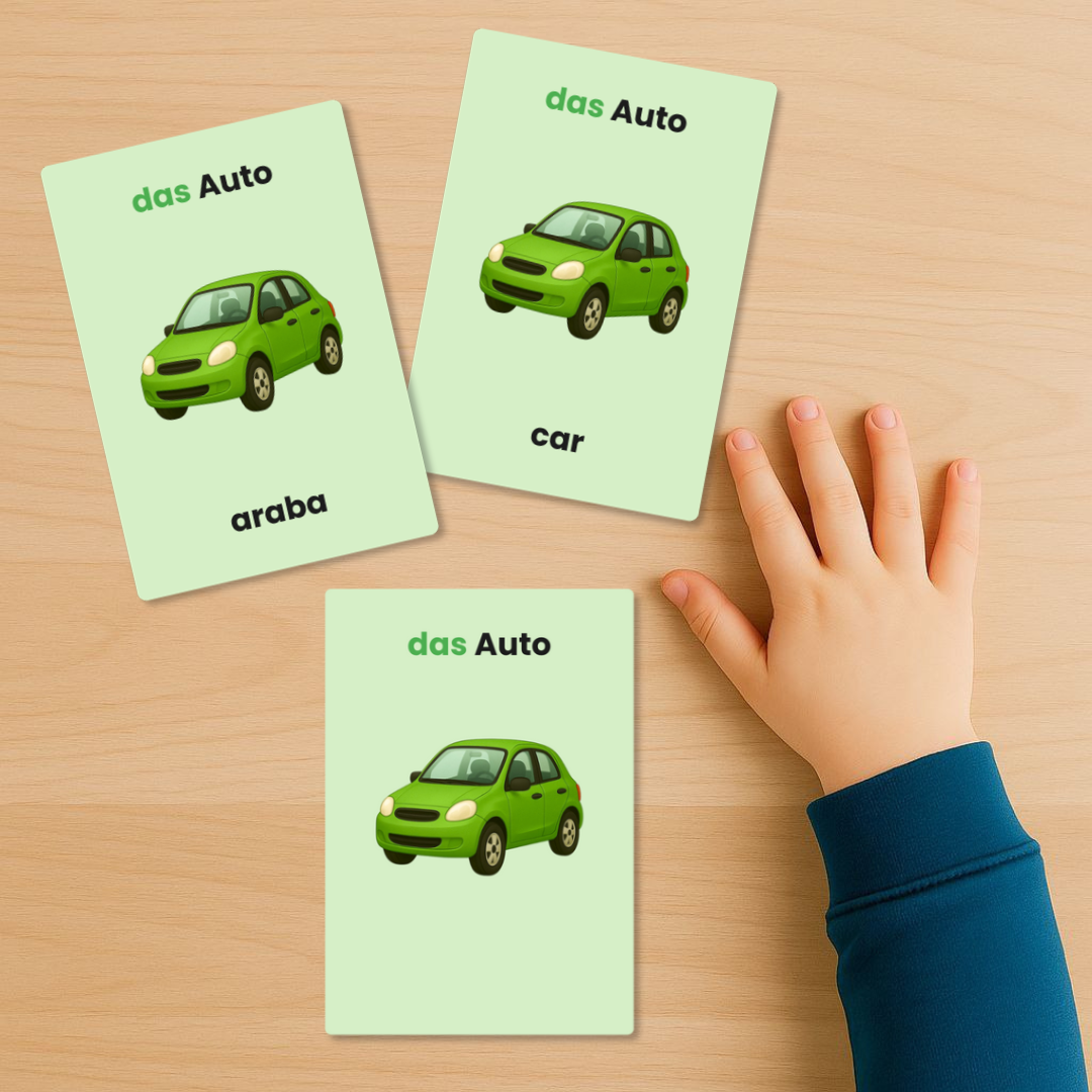 Landfahrzeuge  – 12 Lernkarten | Deutsch / DE–TR / DE–EN