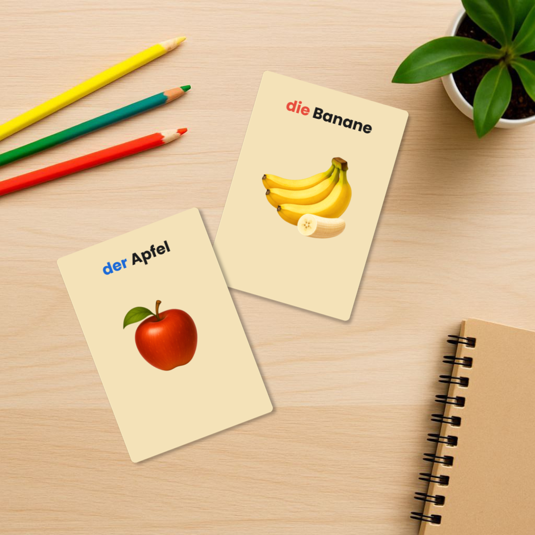 Obst  – 12 Lernkarten | Deutsch / DE–TR / DE–EN