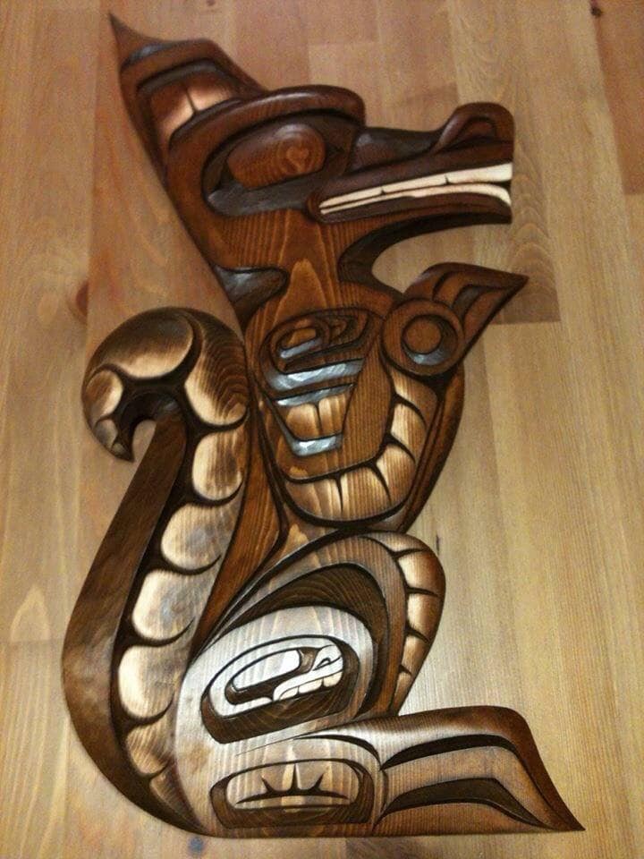 Hand-carved wooden Native art sculpture