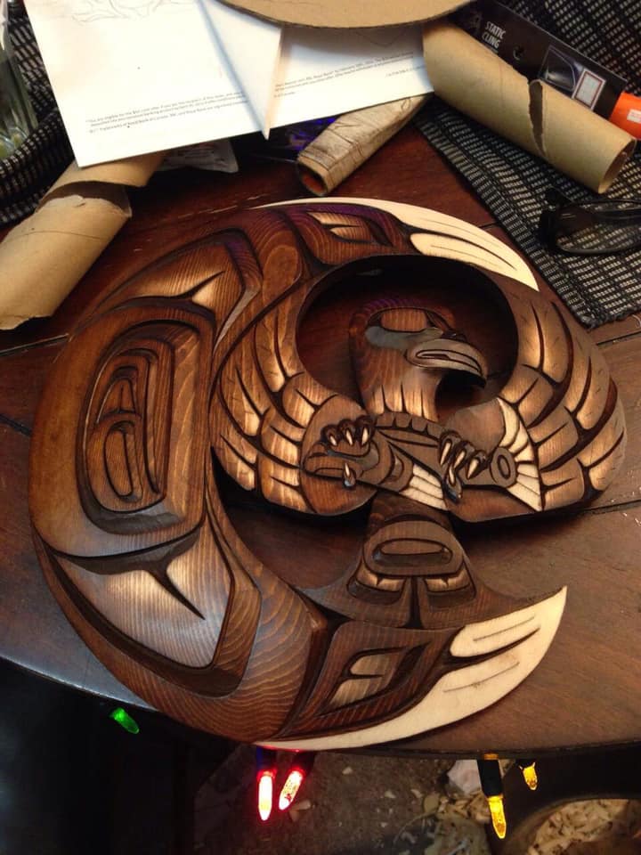 Handcrafted Wooden Eagle Art