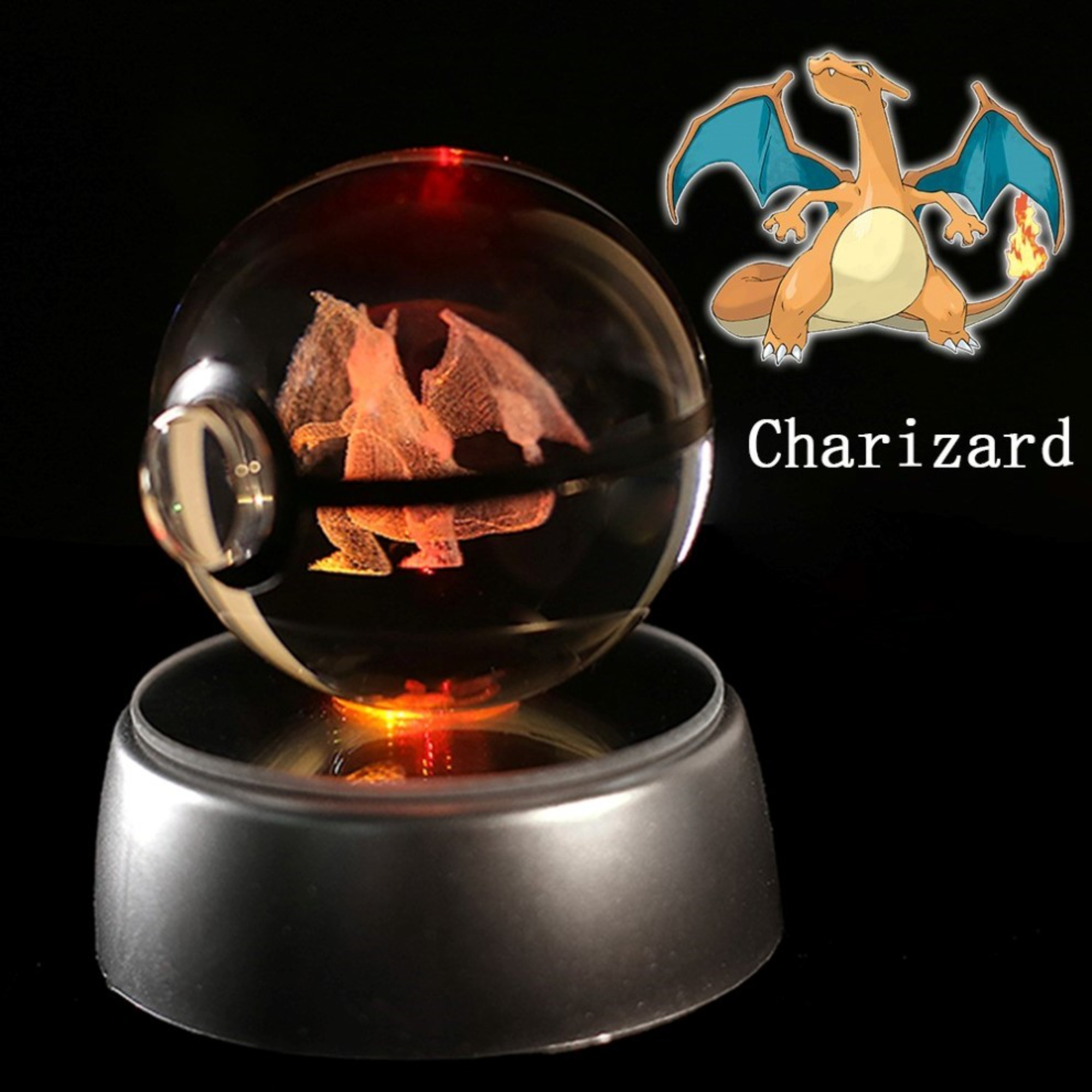 3D Pokeball Crystal Night Light - Starters collection