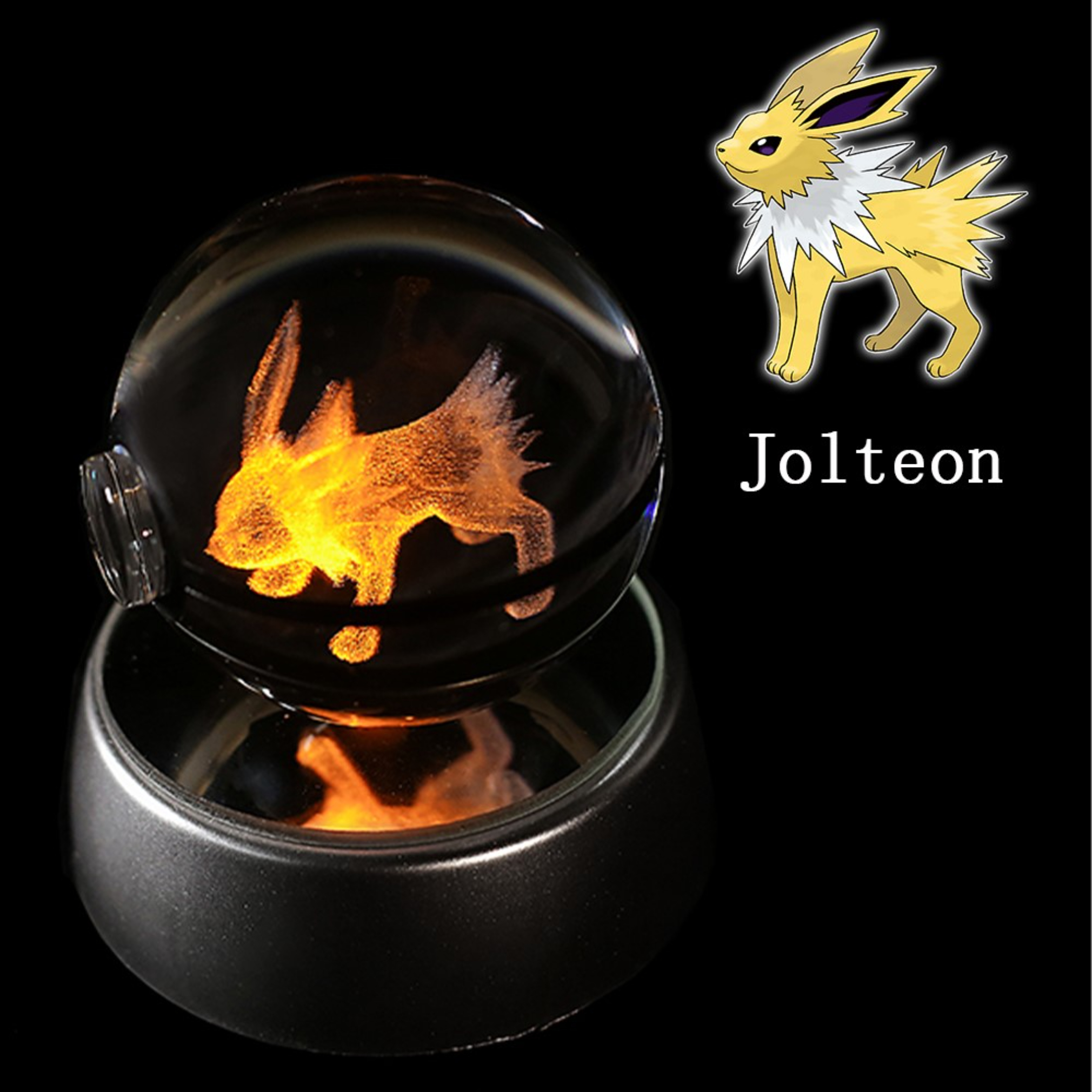3D Pokeball Crystal Night Light - Eeveelution collection
