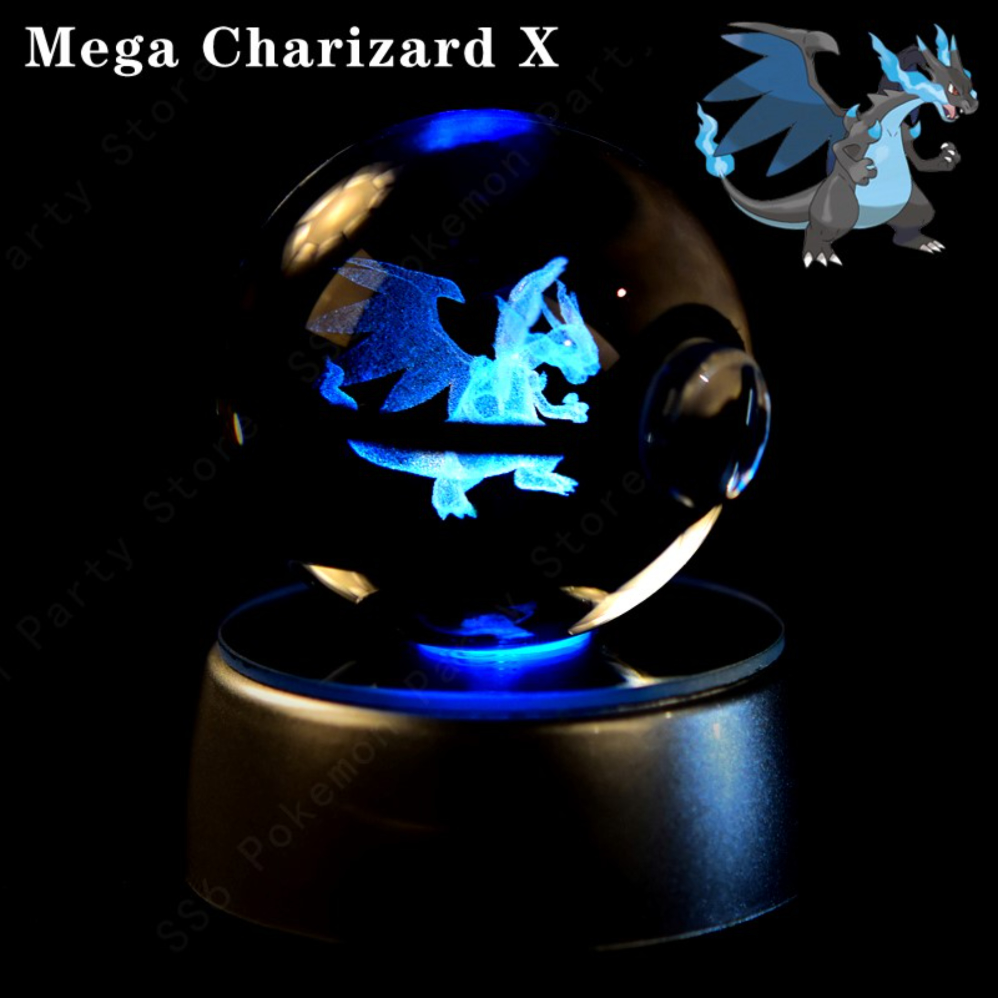 3D Pokeball Crystal Night Light - Starters collection