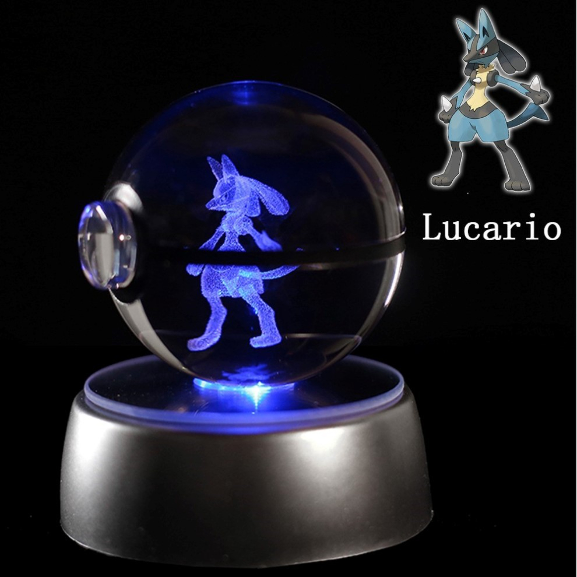3D Pokeball Crystal Night Light Collection