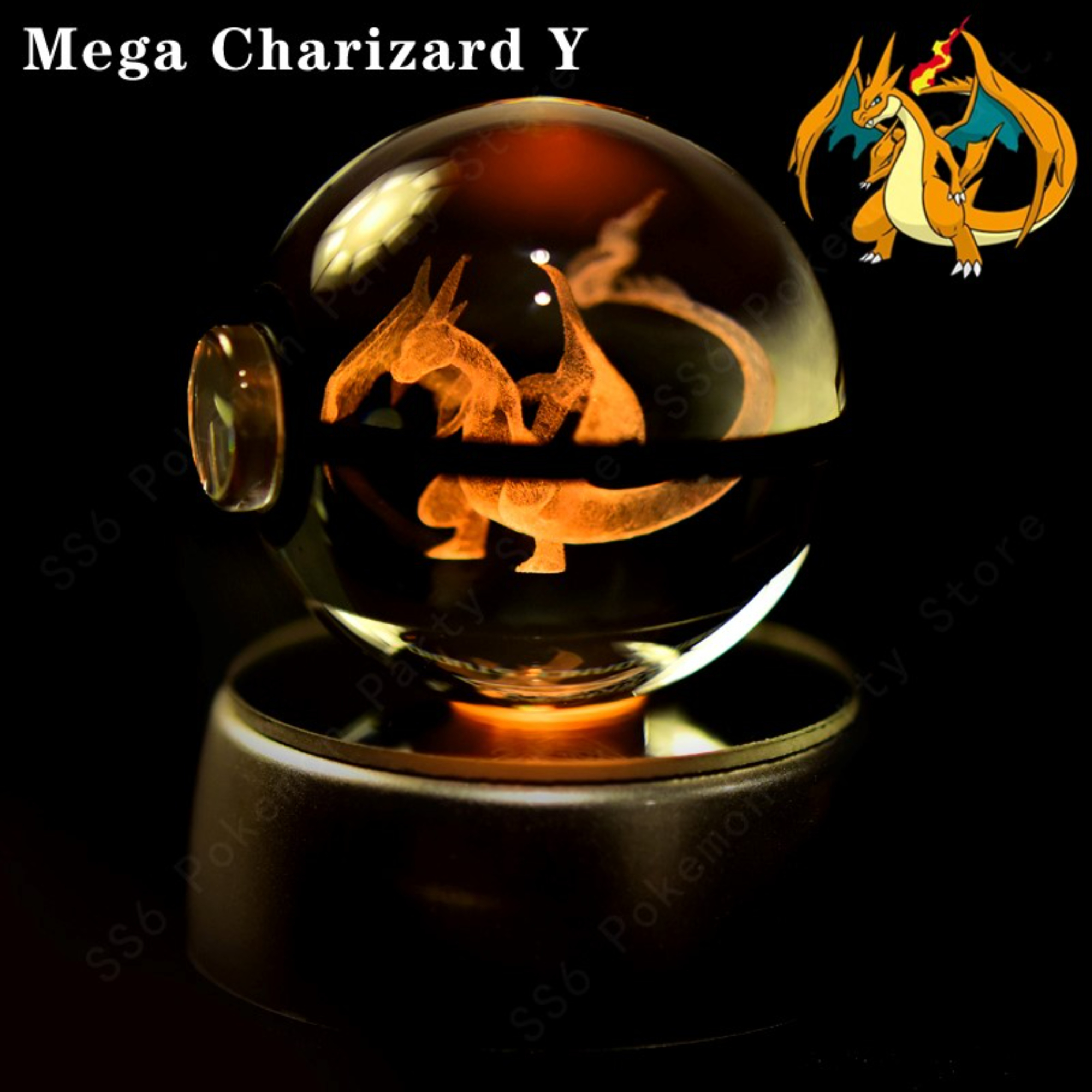 3D Pokeball Crystal Night Light - Starters collection