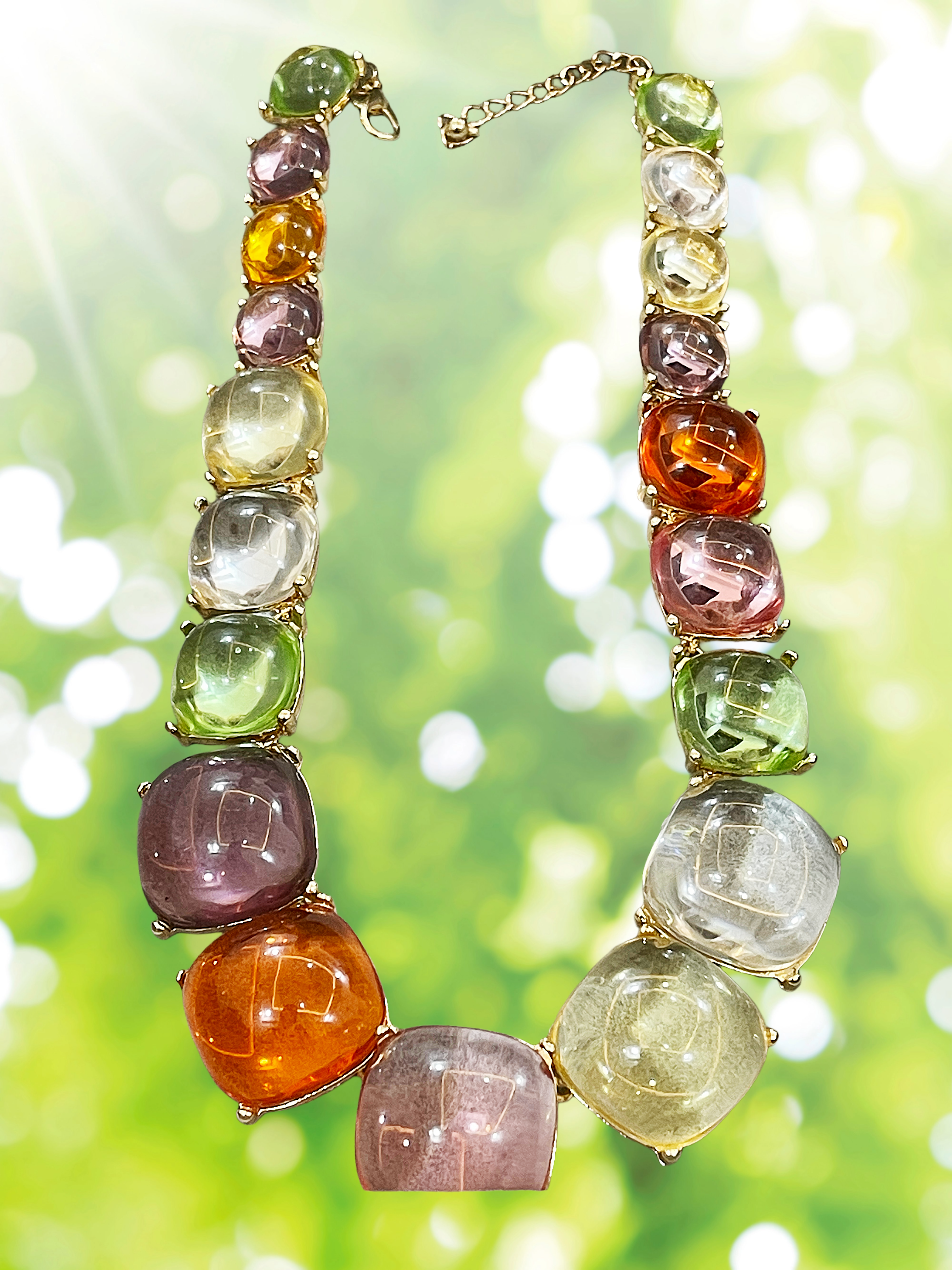 Multicolor Elegant Vintage Style Square Alloy Inlay Rhinestones Women's Necklace