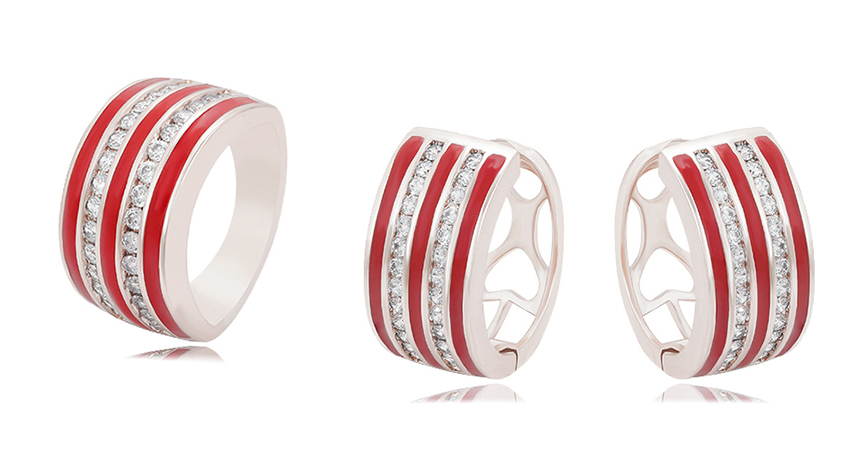 Elegant Red and Silver Jewelry Set