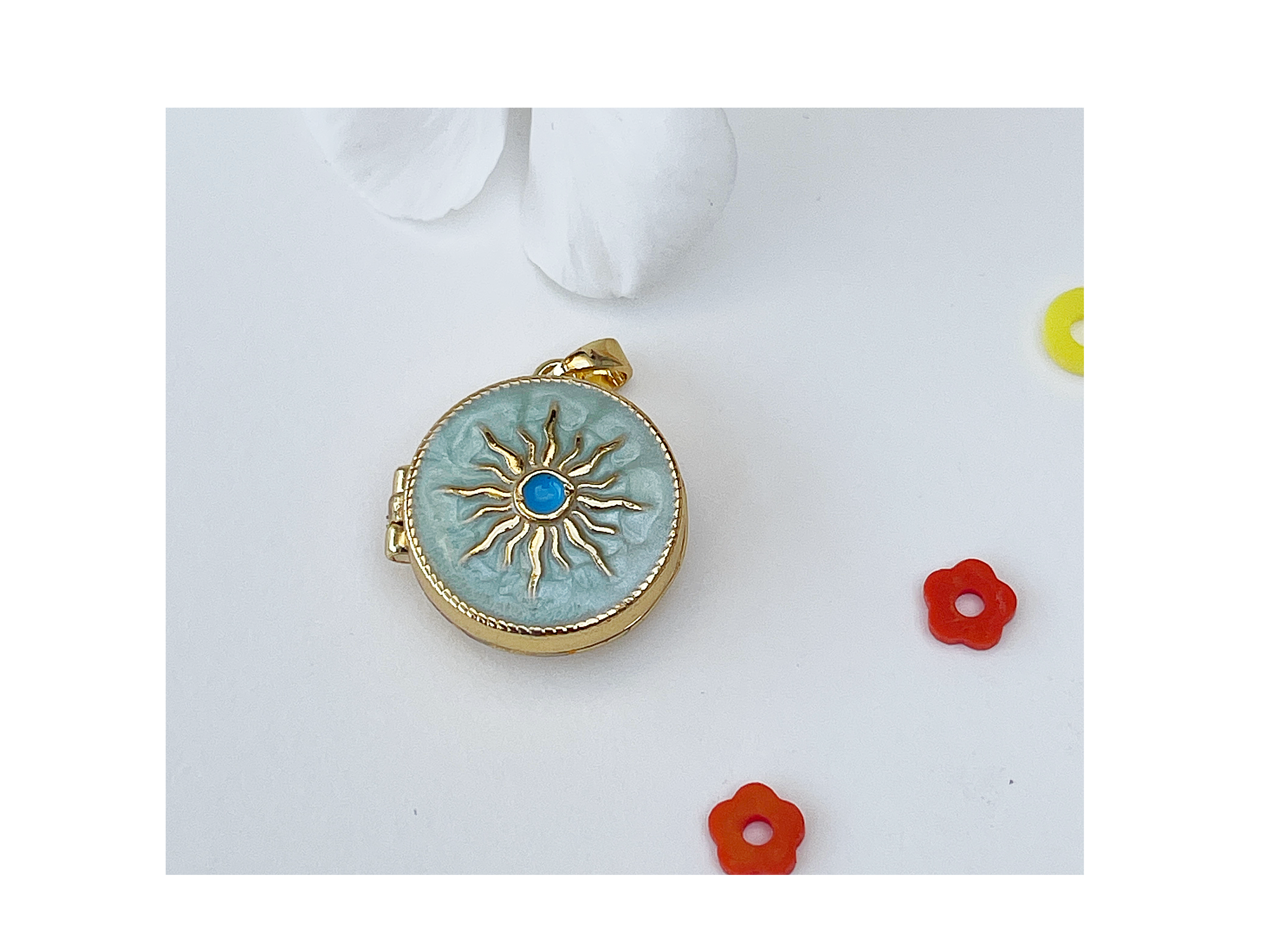 Sunburst Pink Enamel openable Locket
