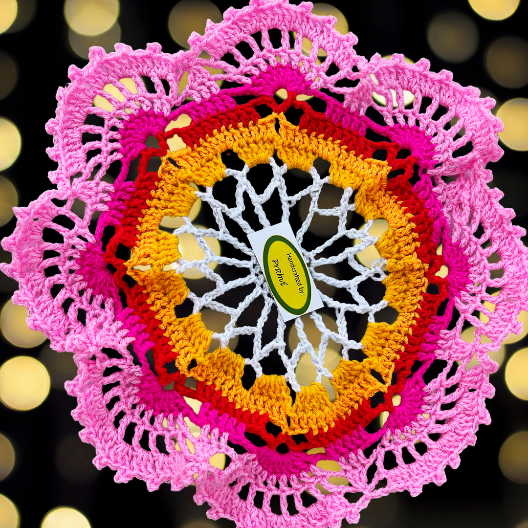 Handmade Crochet (Crotia) Thali cover for Puja