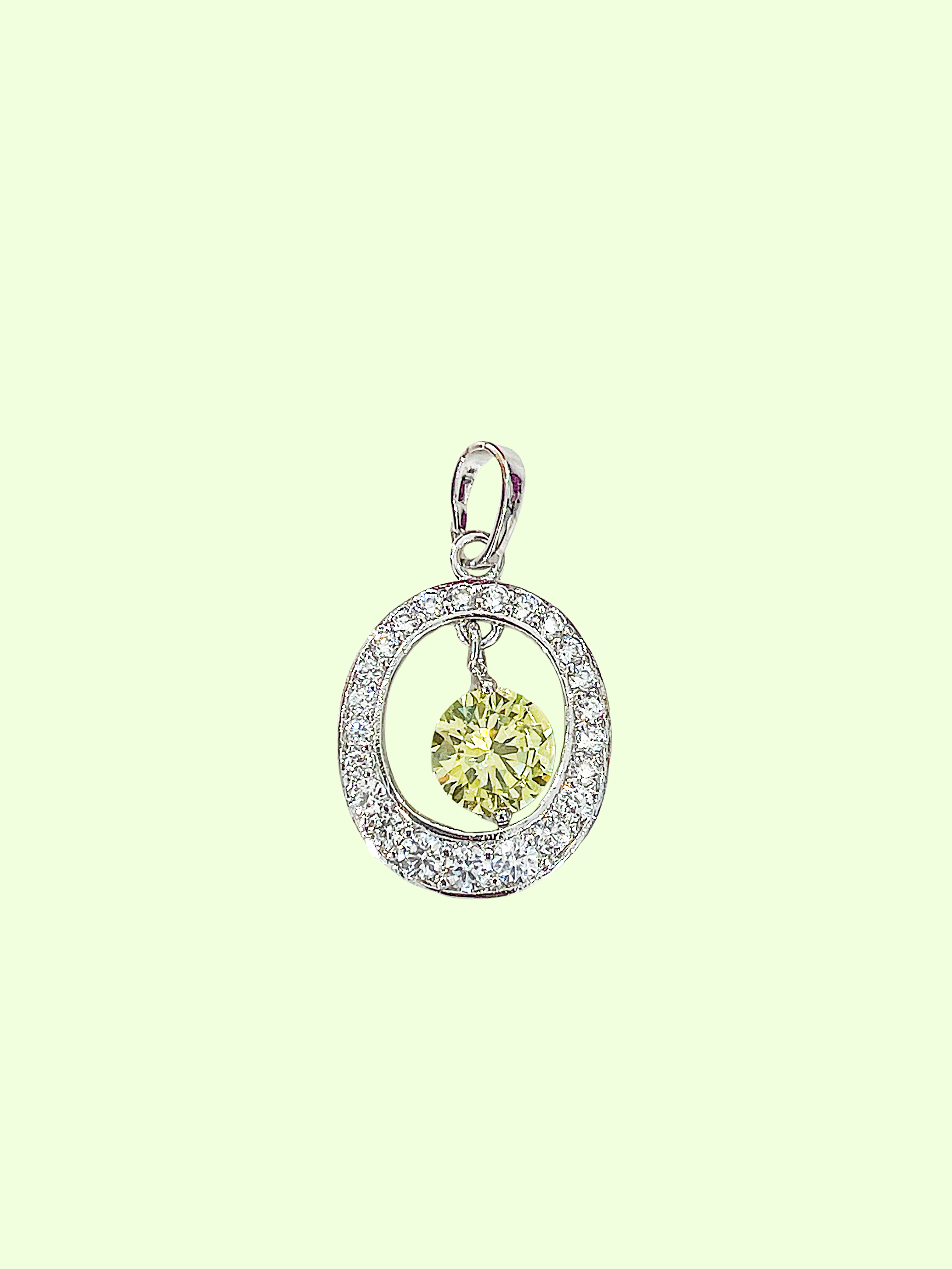 Silver Pendant with Green Gemstone
