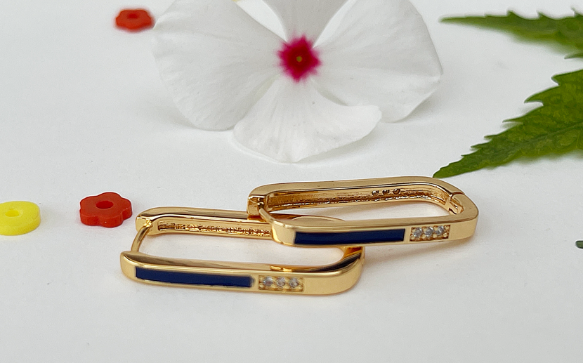 Elegant Style Geometric Color Block Plating Copper Drop Earrings
