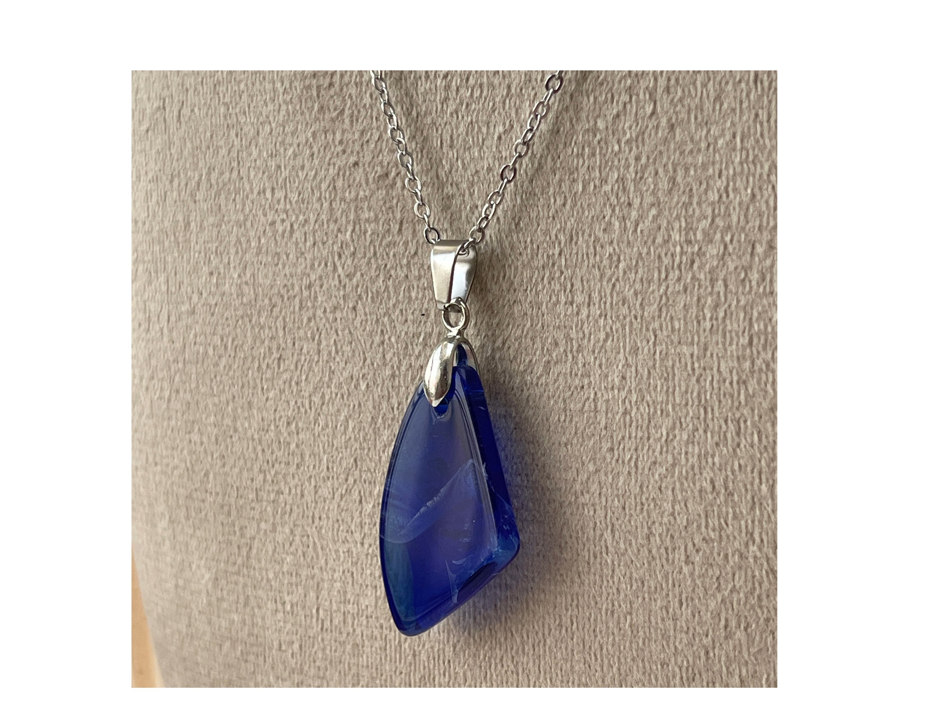 Colorful Ocean Style Rhombus Pendant Necklace with Sweater Chain