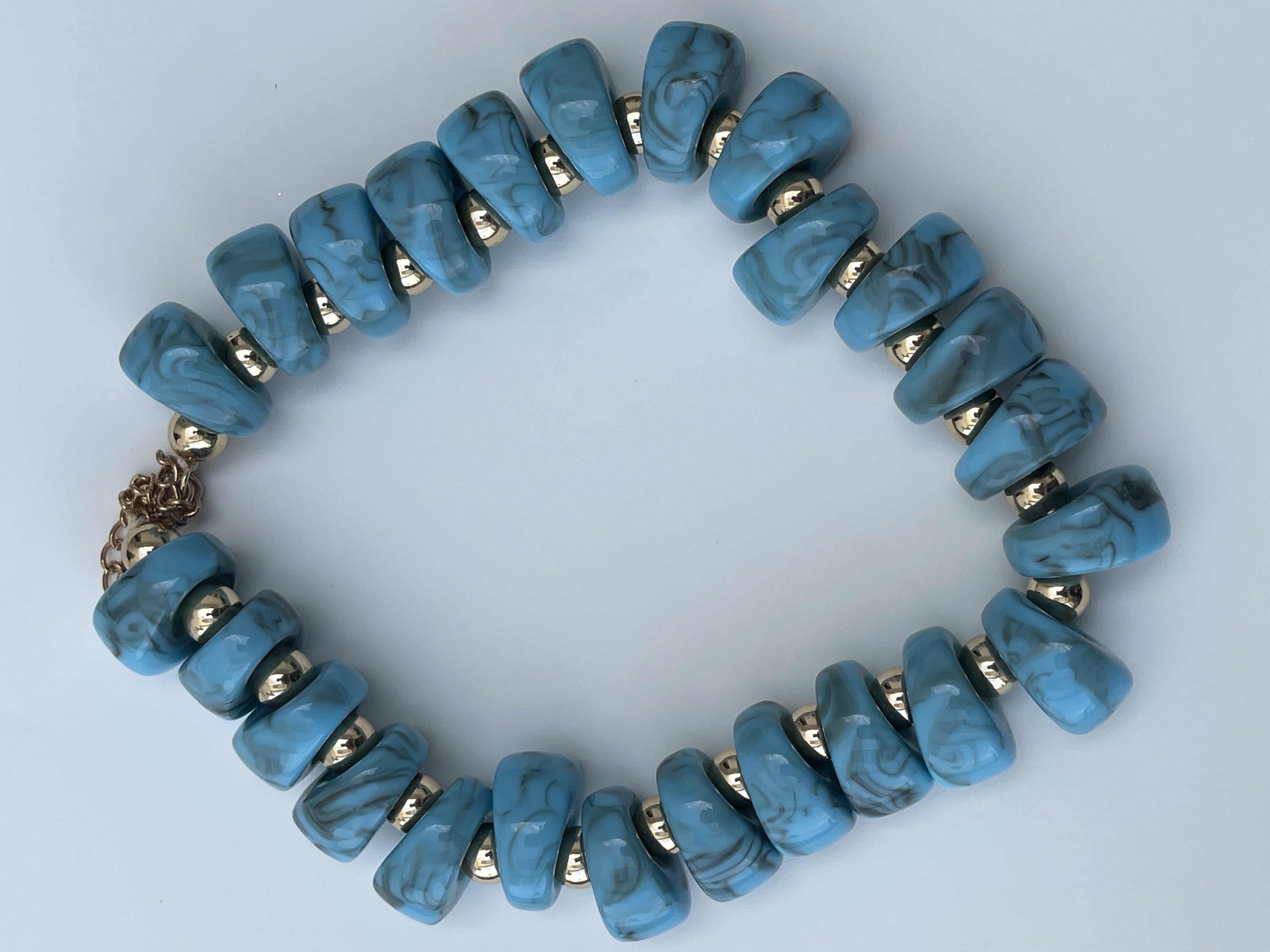 Elegant Garnet Geometric Bead Deep Turquoise Necklace