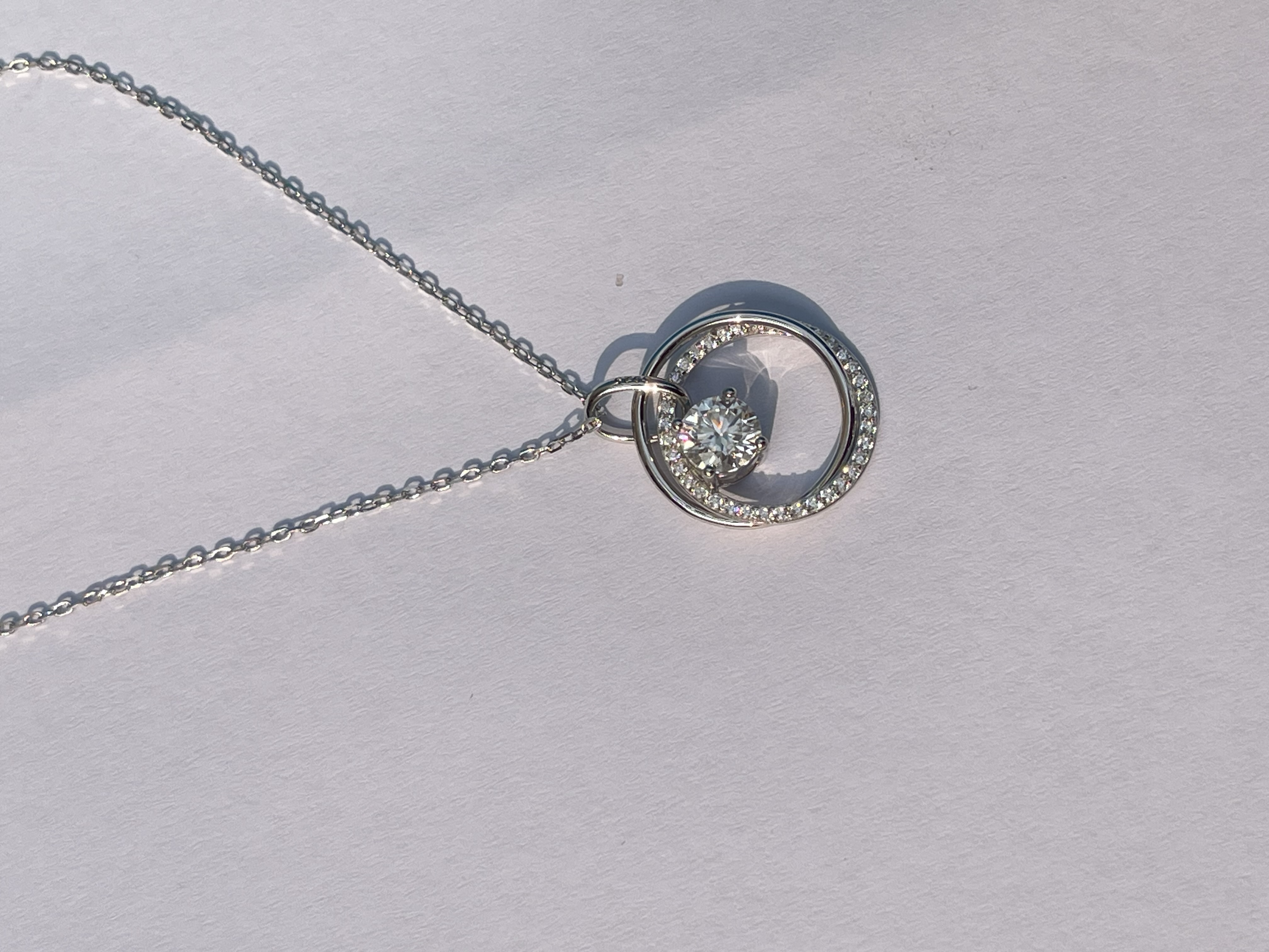  925 Sterling Silver Interlocking Circle Moissanite Pendant Necklace