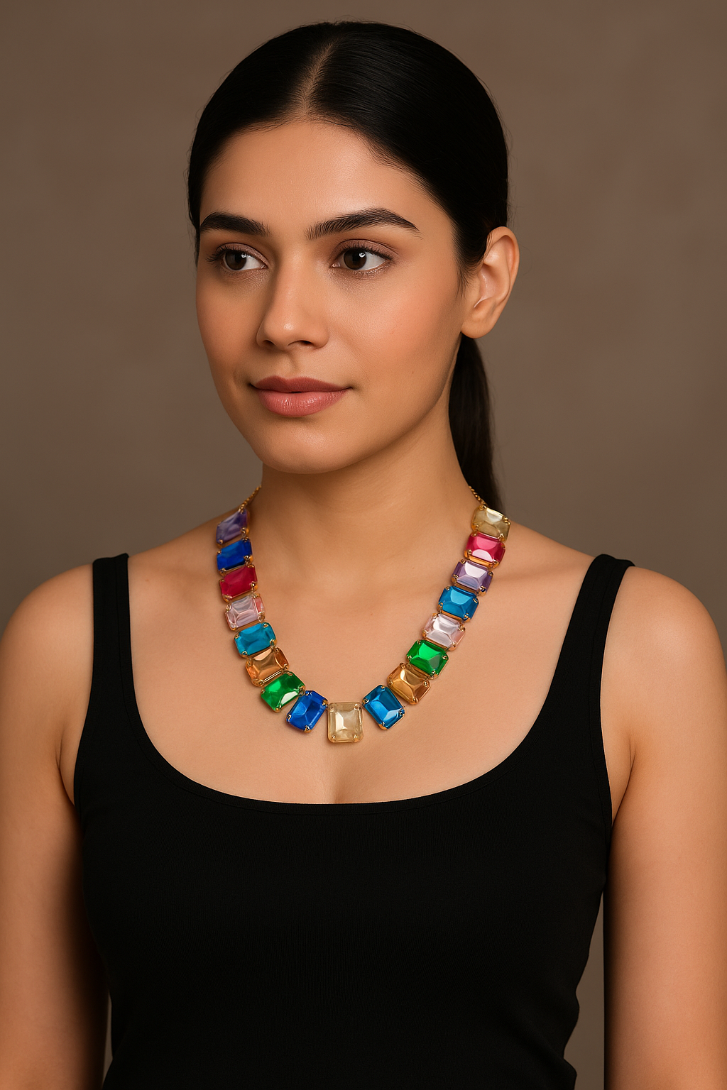 Geometric artificial Crystal Ferroalloy cable chain Choker