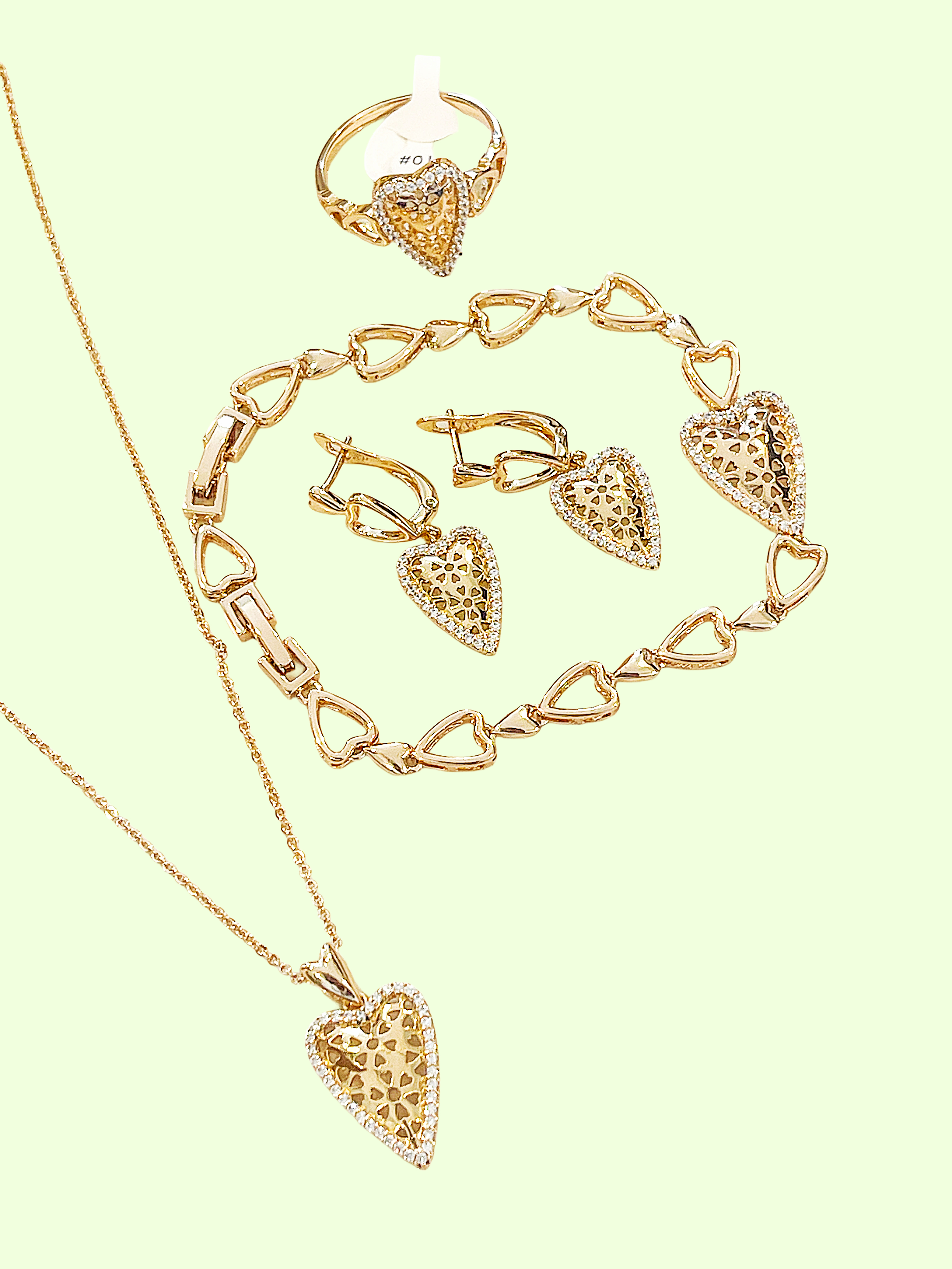 Gold Heart Jewelry Set