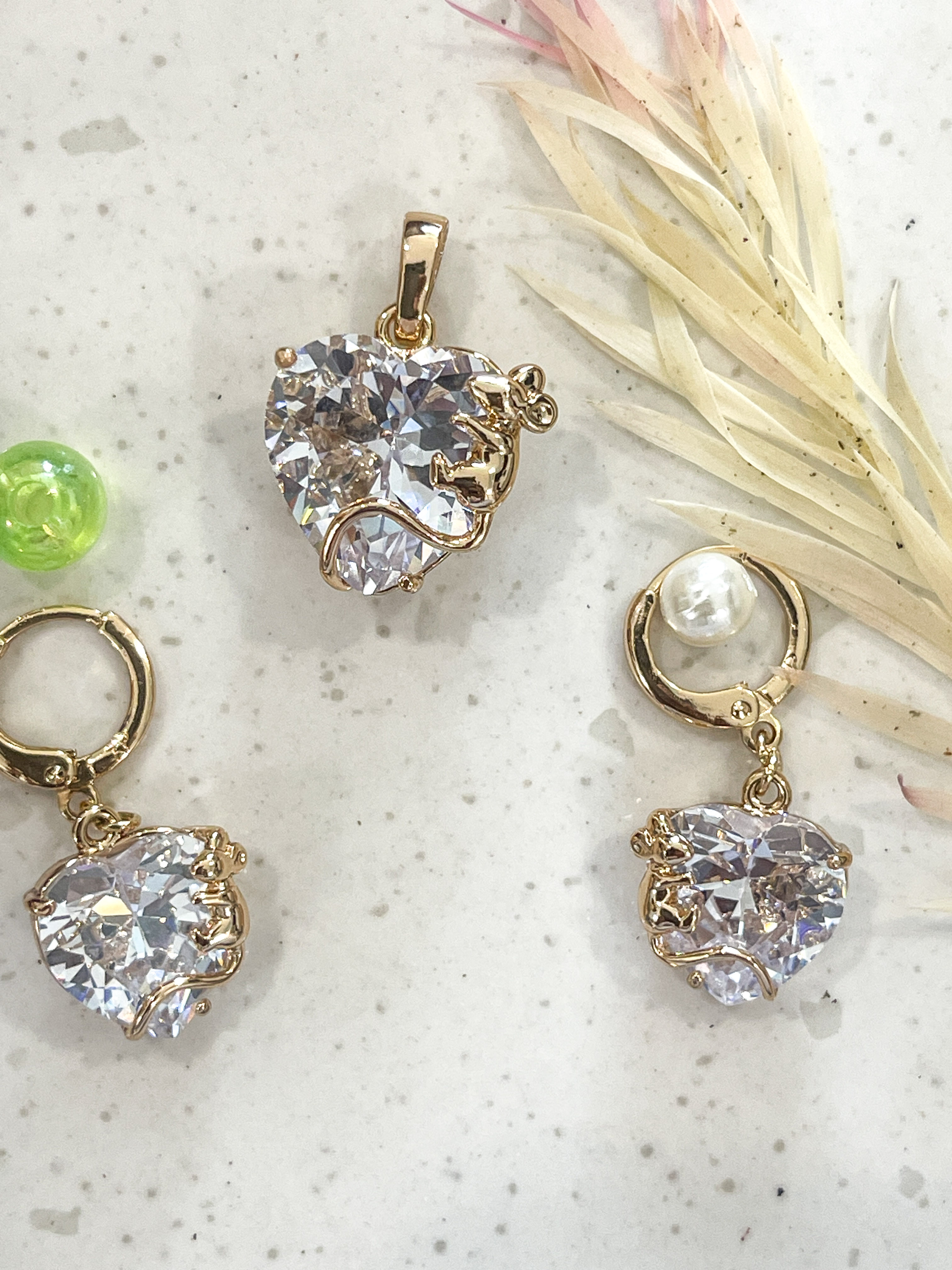Heart-Shaped Mouse Crystal Jewelry Set