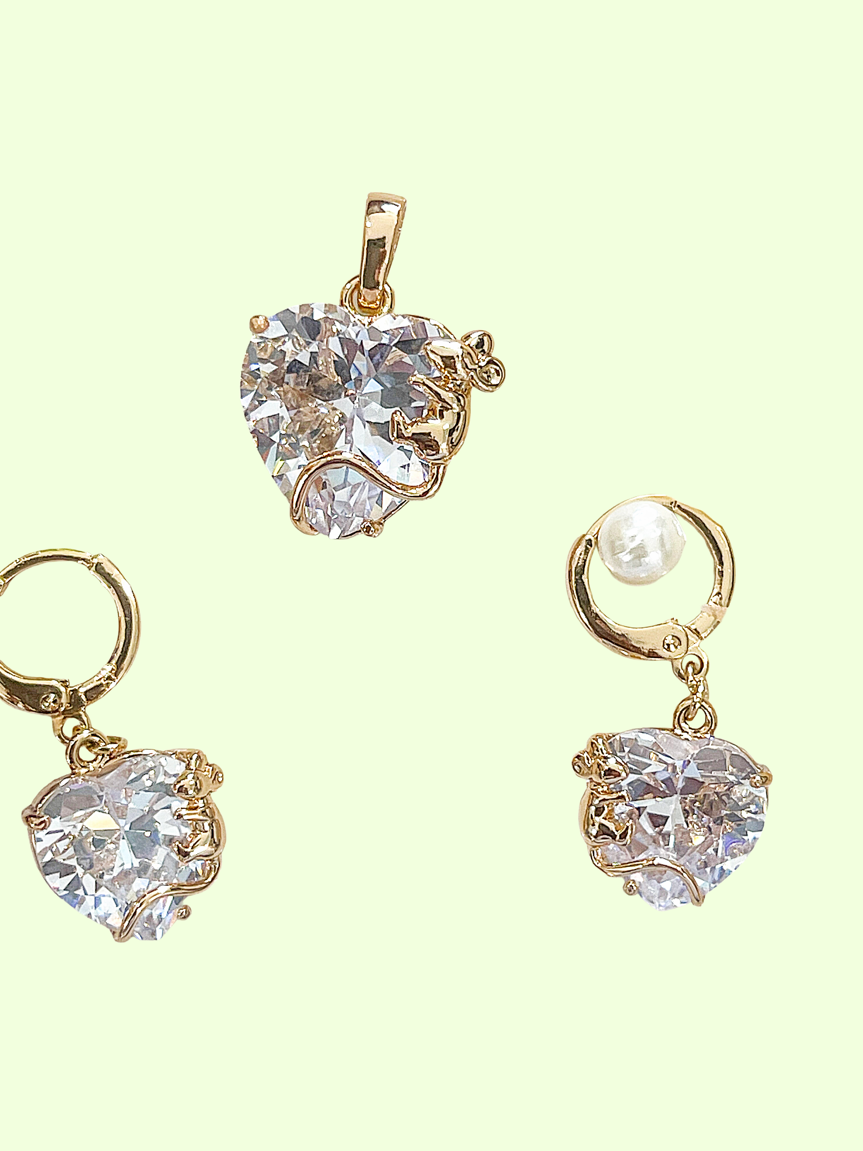 Heart-Shaped Mouse Crystal Jewelry Set