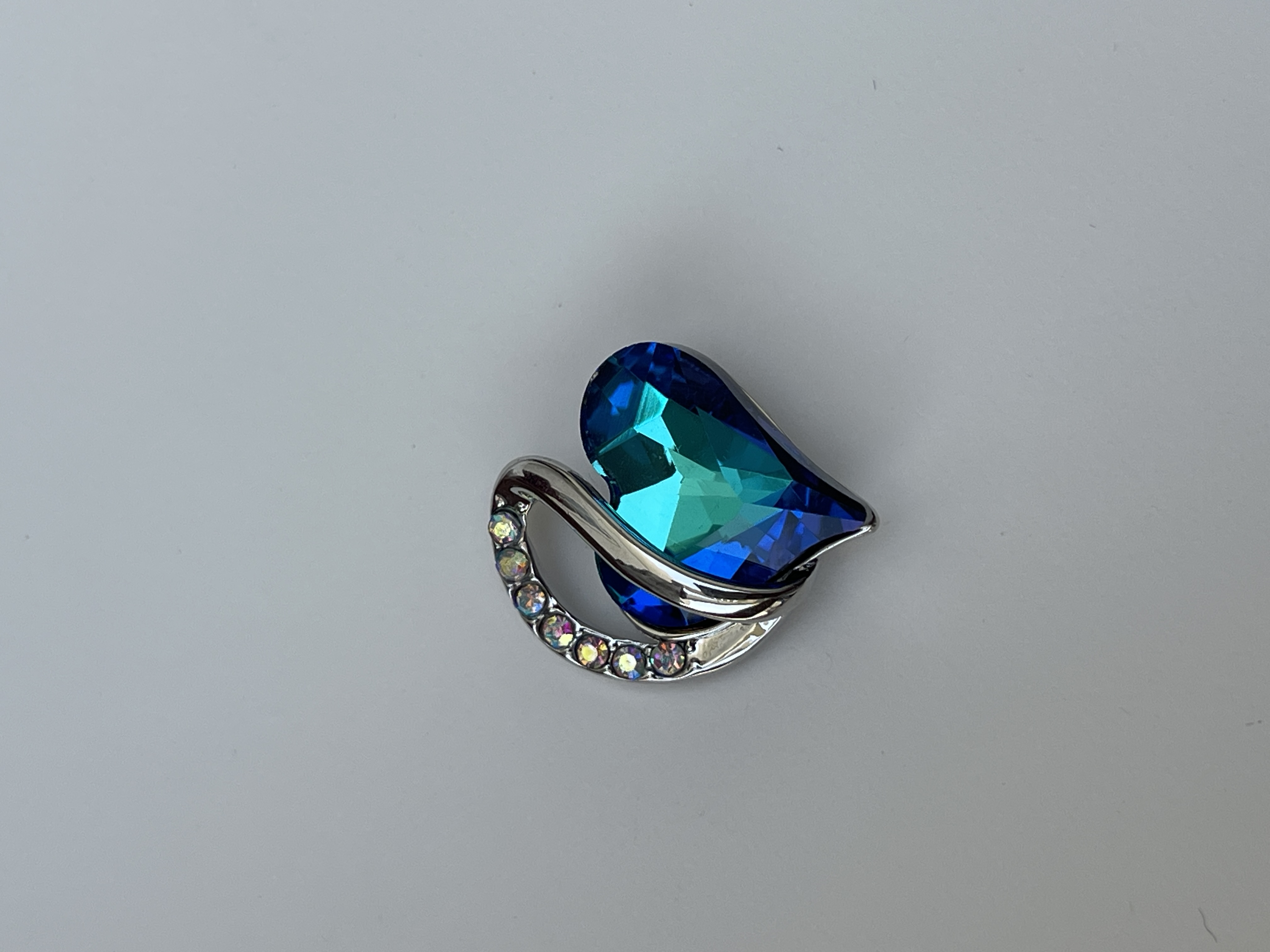 Alloy Rhinestone Blue Heart Crystal Pendant Necklace