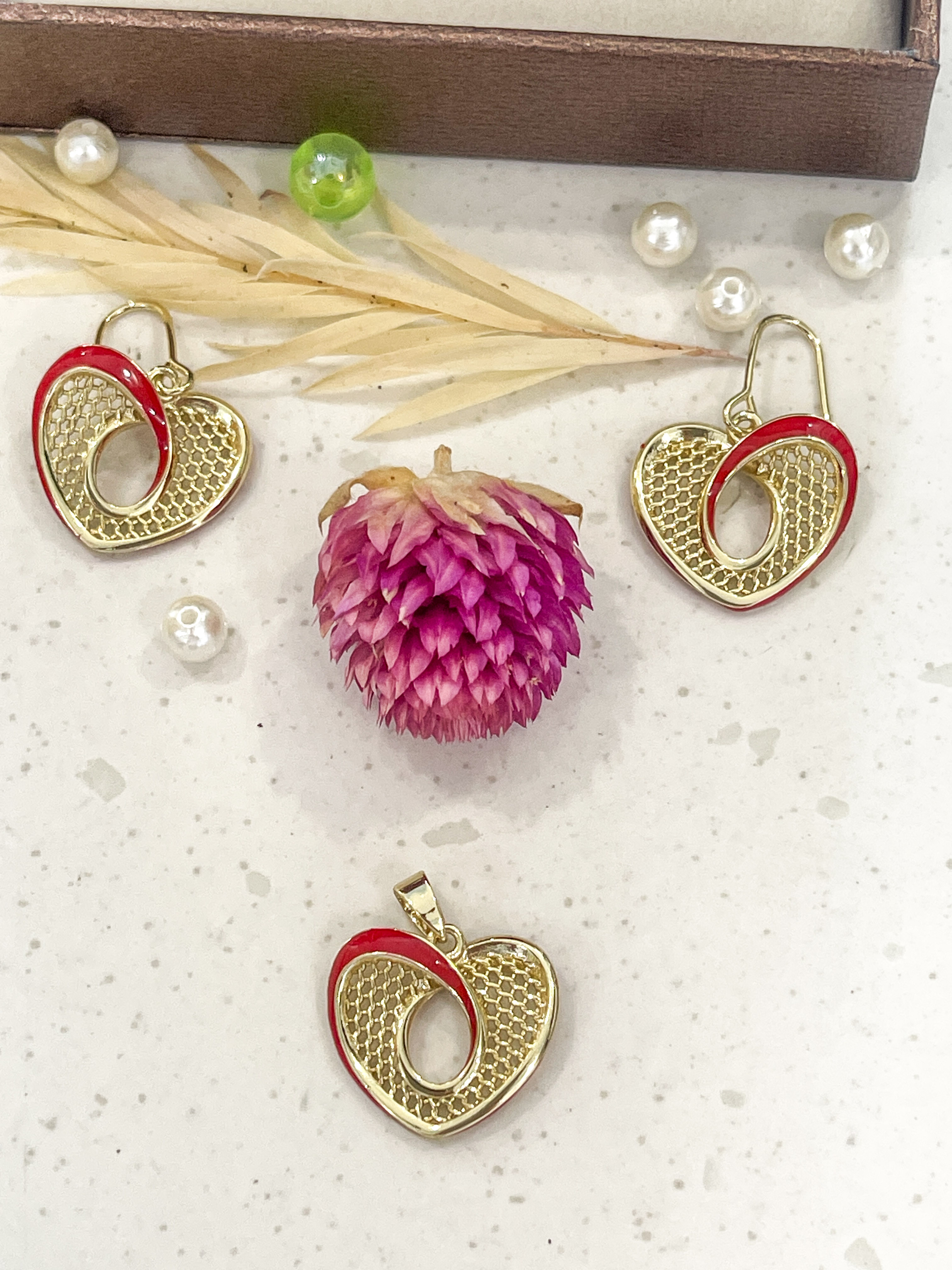 Gold Heart-Shaped Jewelry Set