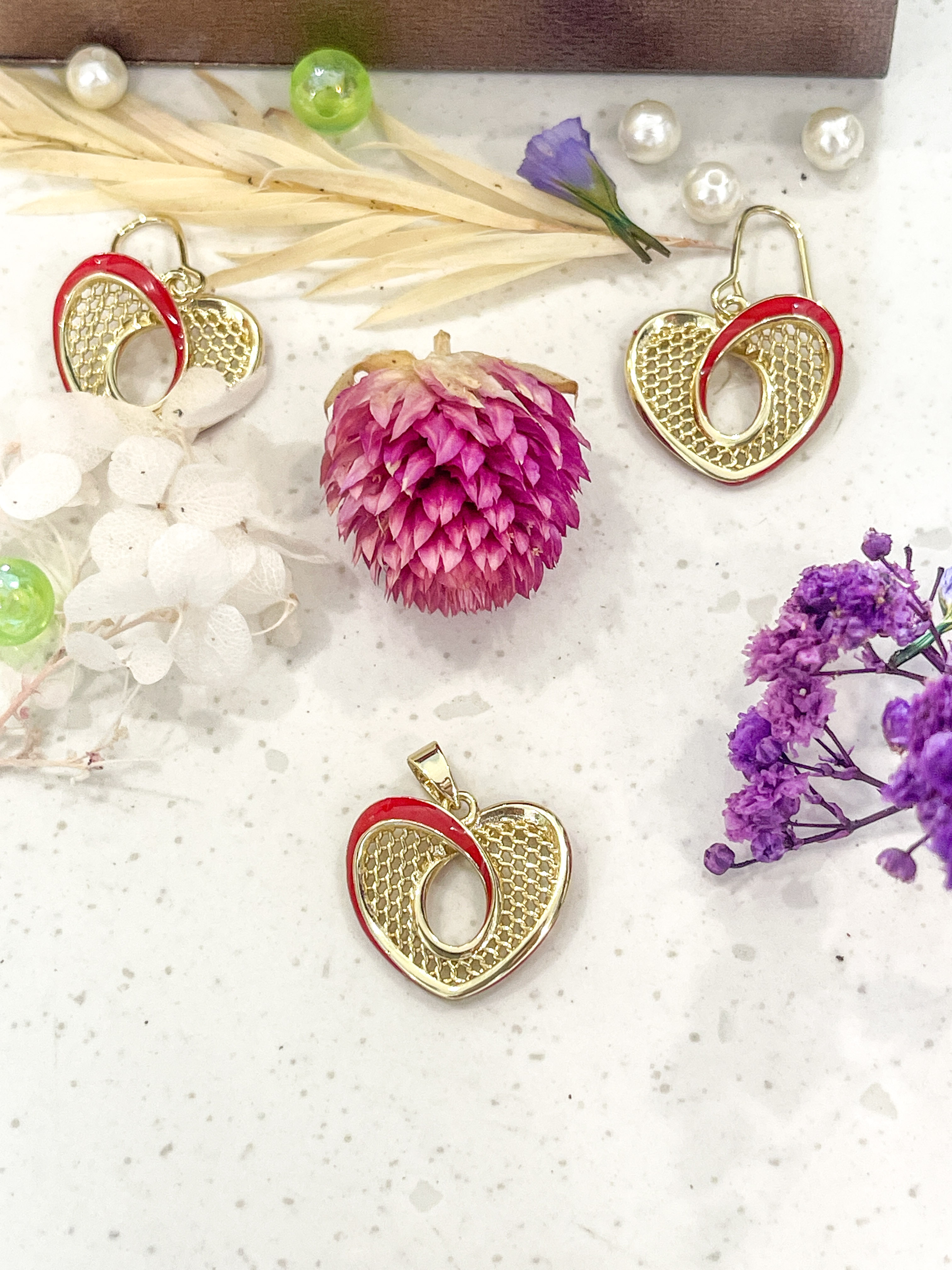 Gold Heart-Shaped Jewelry Set