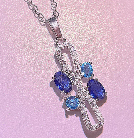  Geometric Shape Shine Blue Zircon Jewelry Set