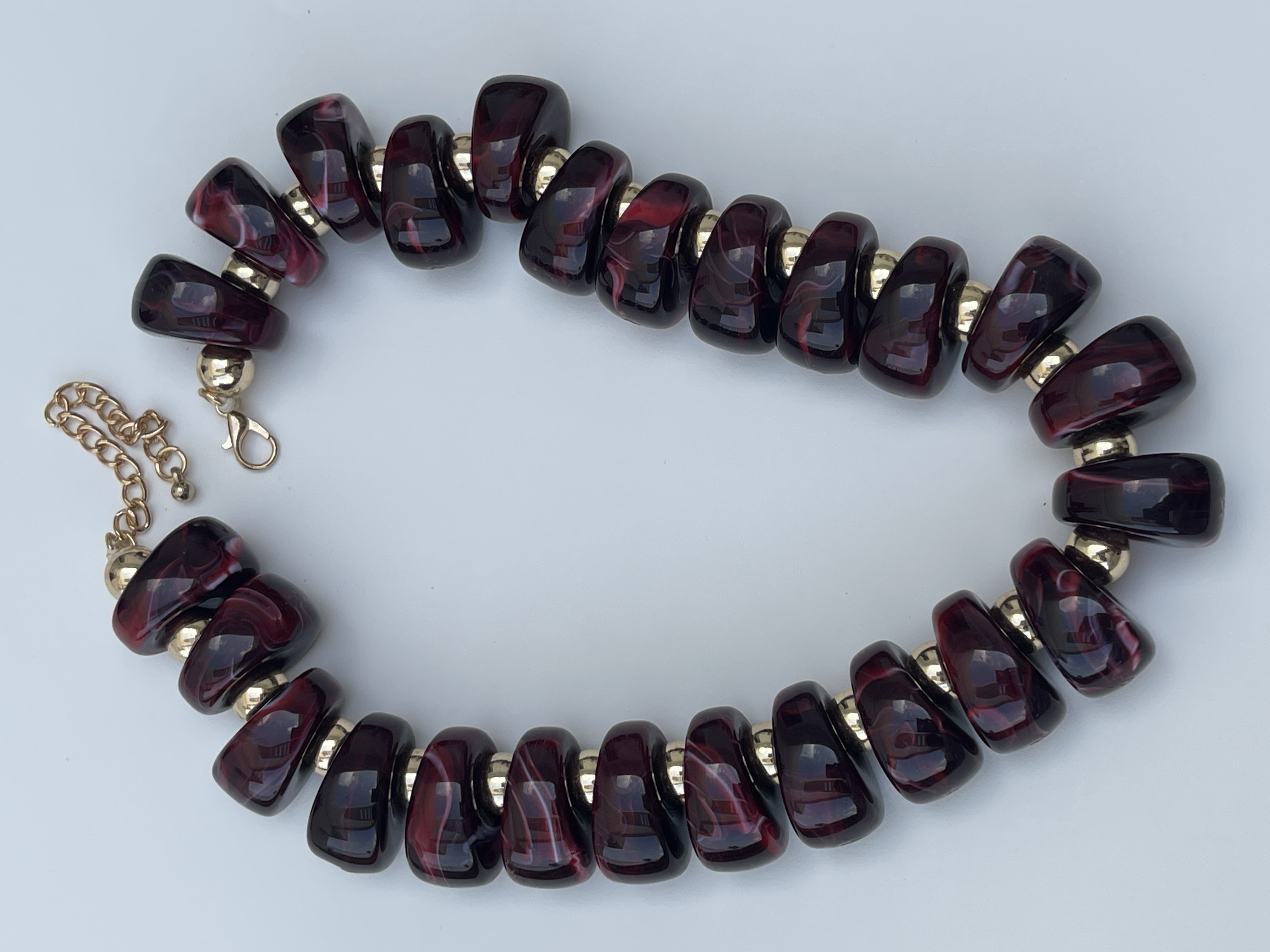 Elegant Garnet Geometric Bead Deep Red Necklace