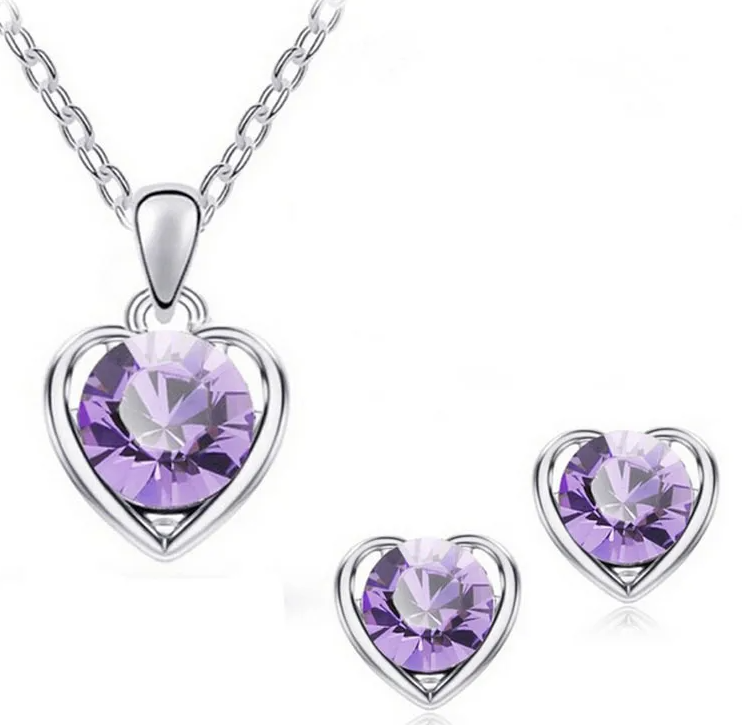 Heart-Shaped Crystal Jewelry Set
