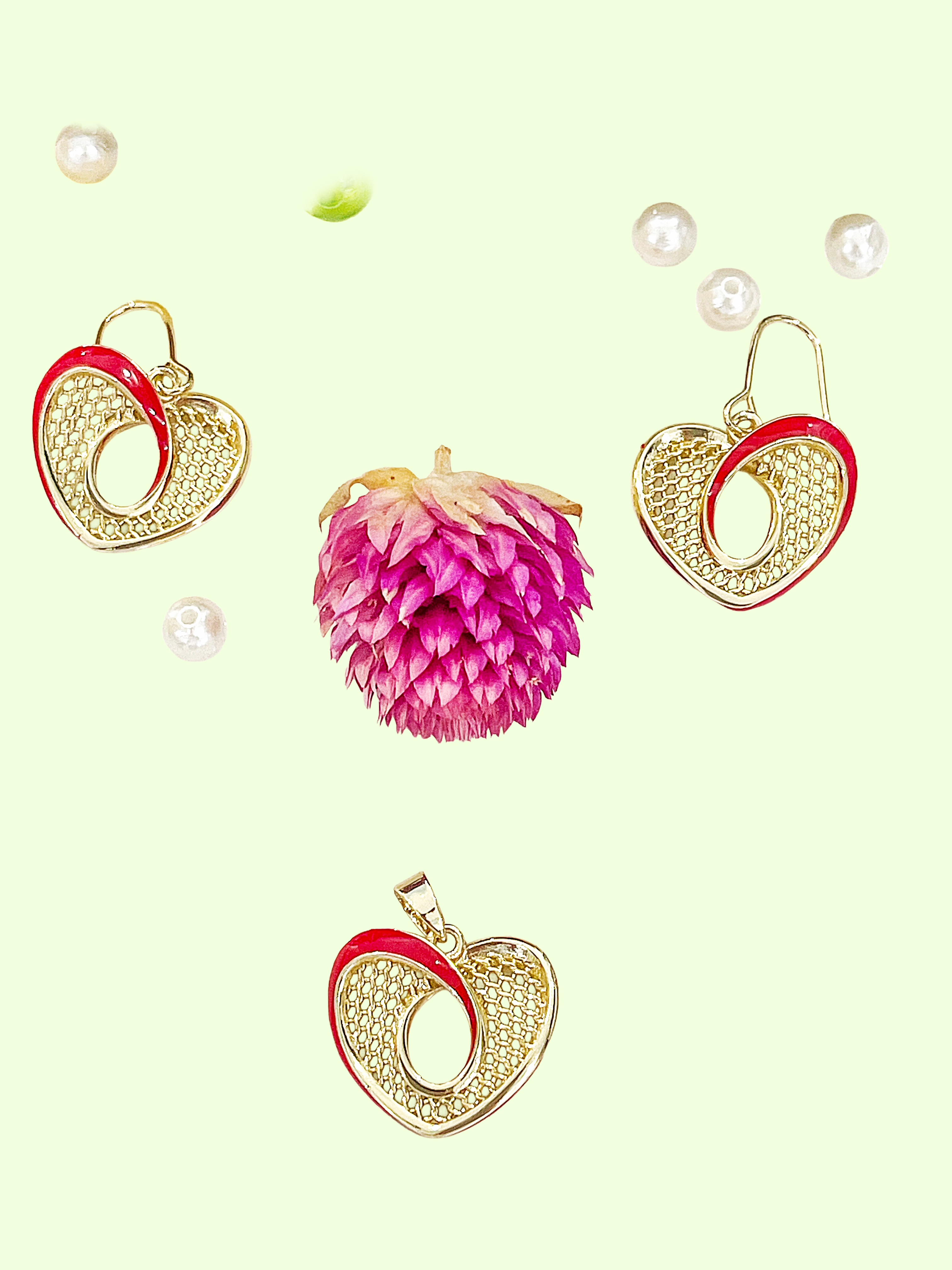 Gold Heart-Shaped Jewelry Set