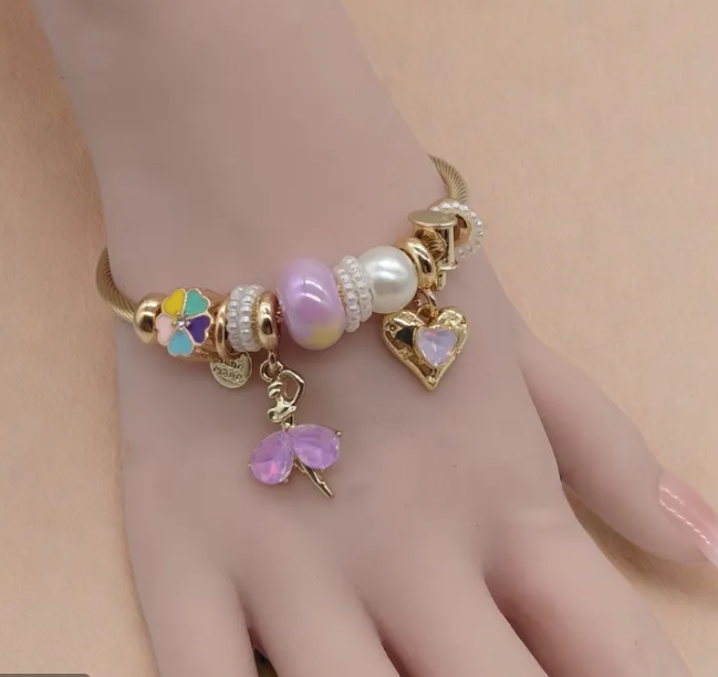 Stainless Steel Metal Doll Beads Teen Girl Bracelet 