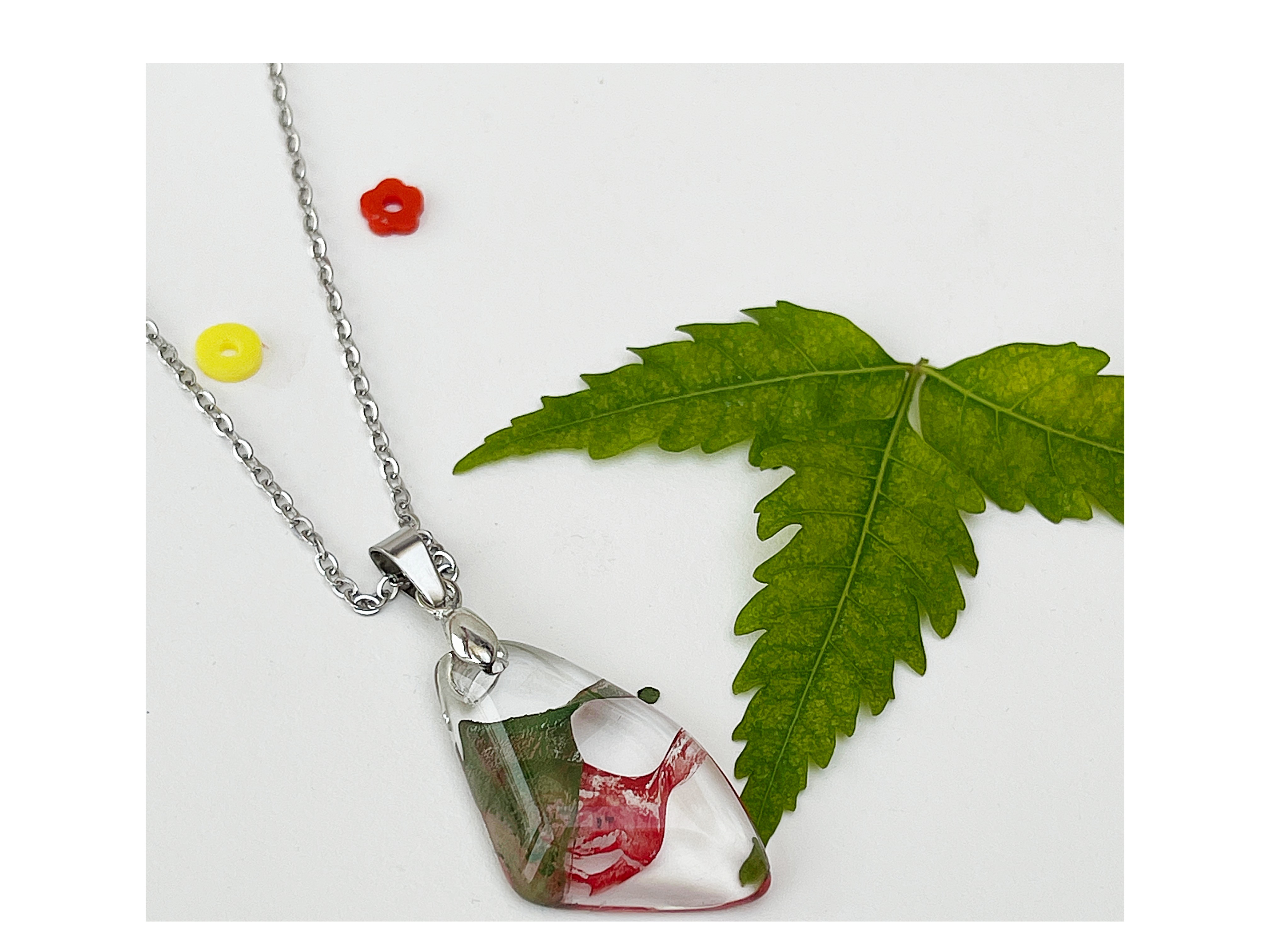 Colorful Ocean Style Rhombus Pendant Necklace with Sweater Chain