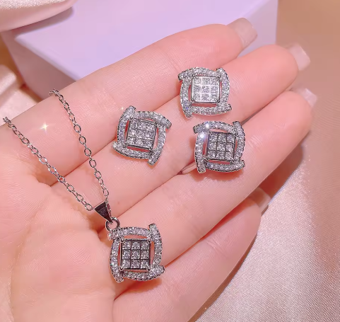 Minimalist Daily Shine New Geometric Shape Zircon Jewelry Set 