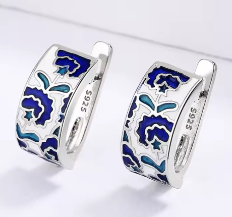  Exquisite Unique Flower Enamel Ring, Necklace Earring Set