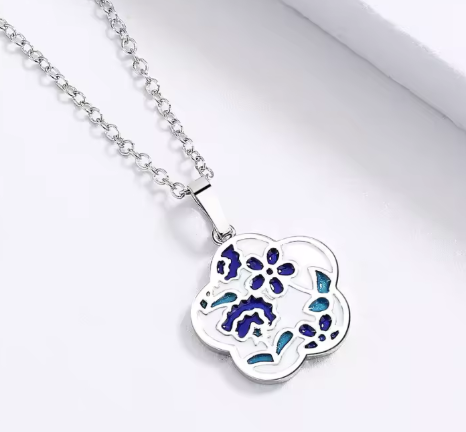  Exquisite Unique Flower Enamel Ring, Necklace Earring Set