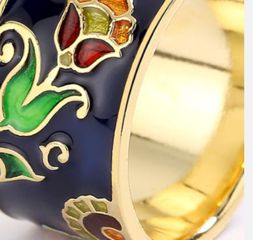 New Design Exquisite Geometric Shape Handmade Enamel Ring and Earrings