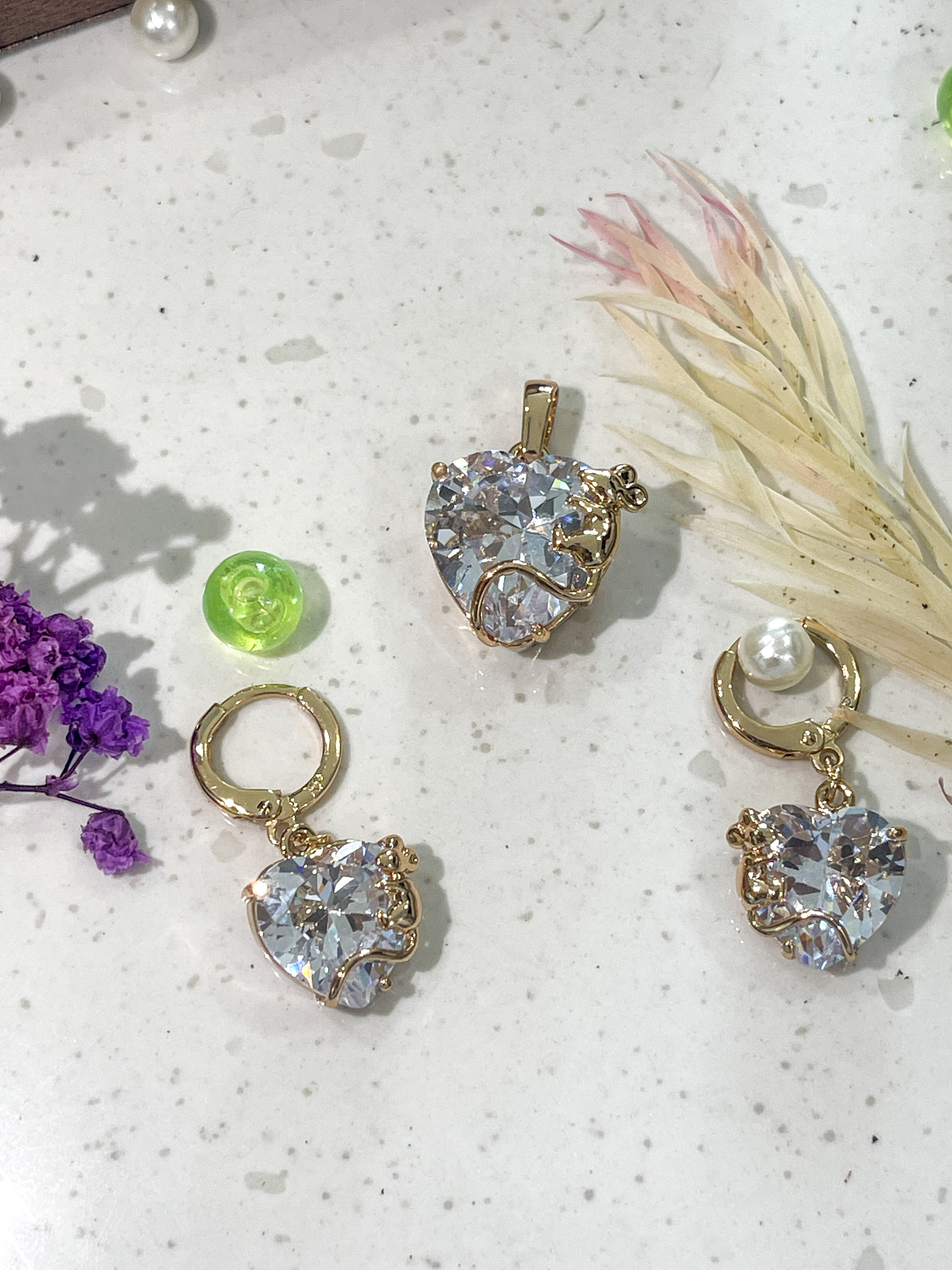 Heart-Shaped Mouse Crystal Jewelry Set
