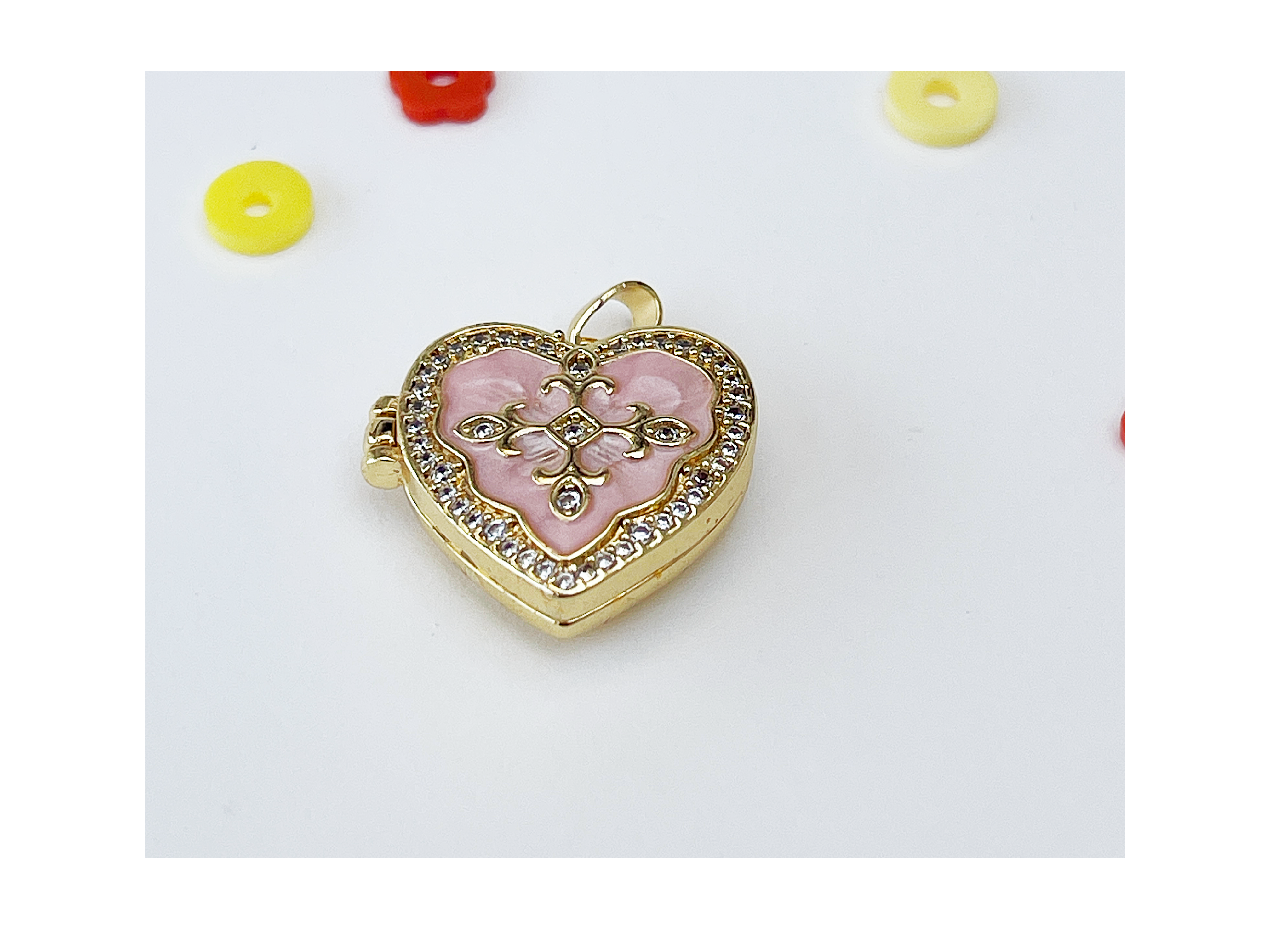 Sunburst Pink Enamel openable Locket