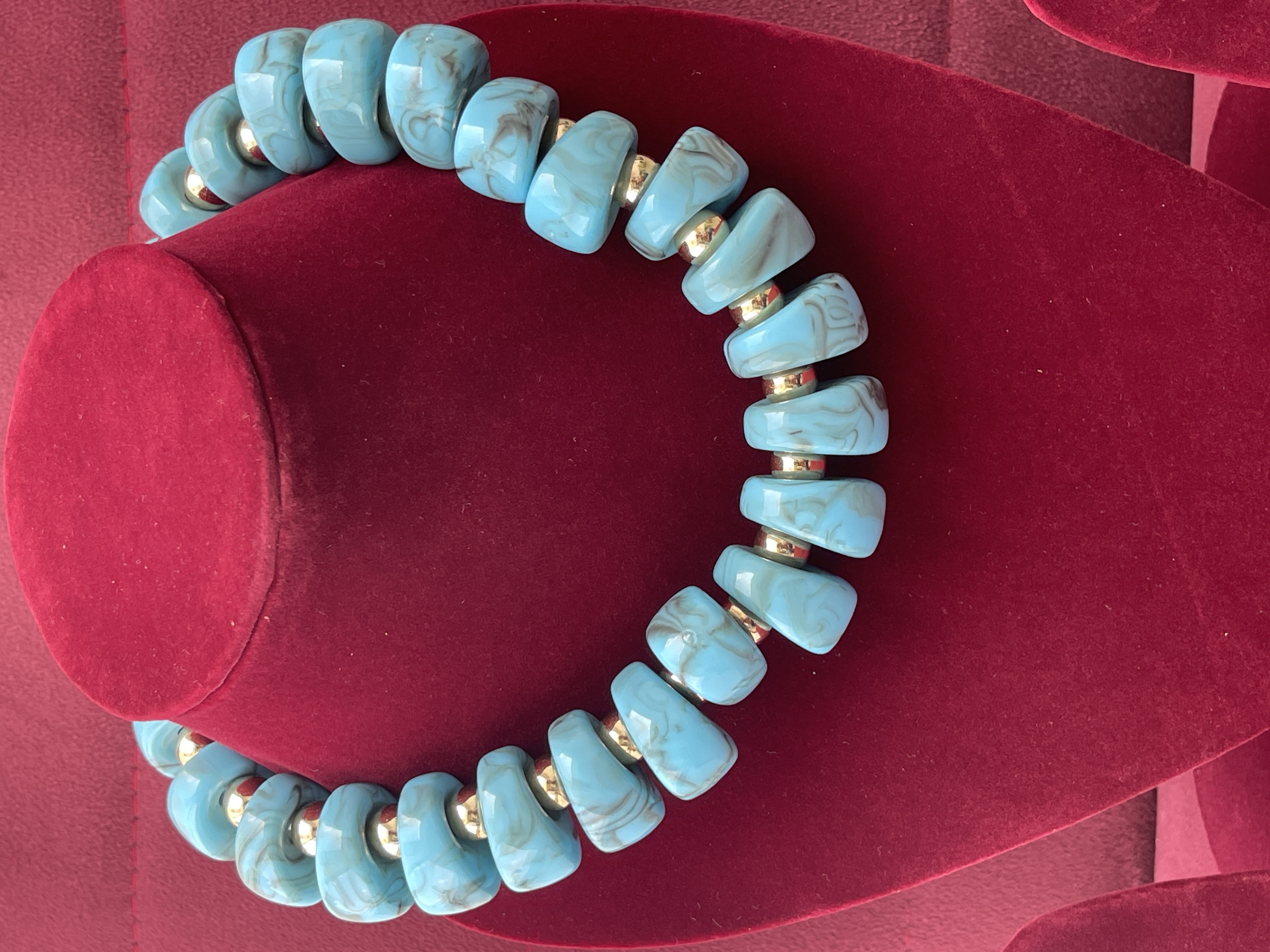 Elegant Garnet Geometric Bead Deep Turquoise Necklace