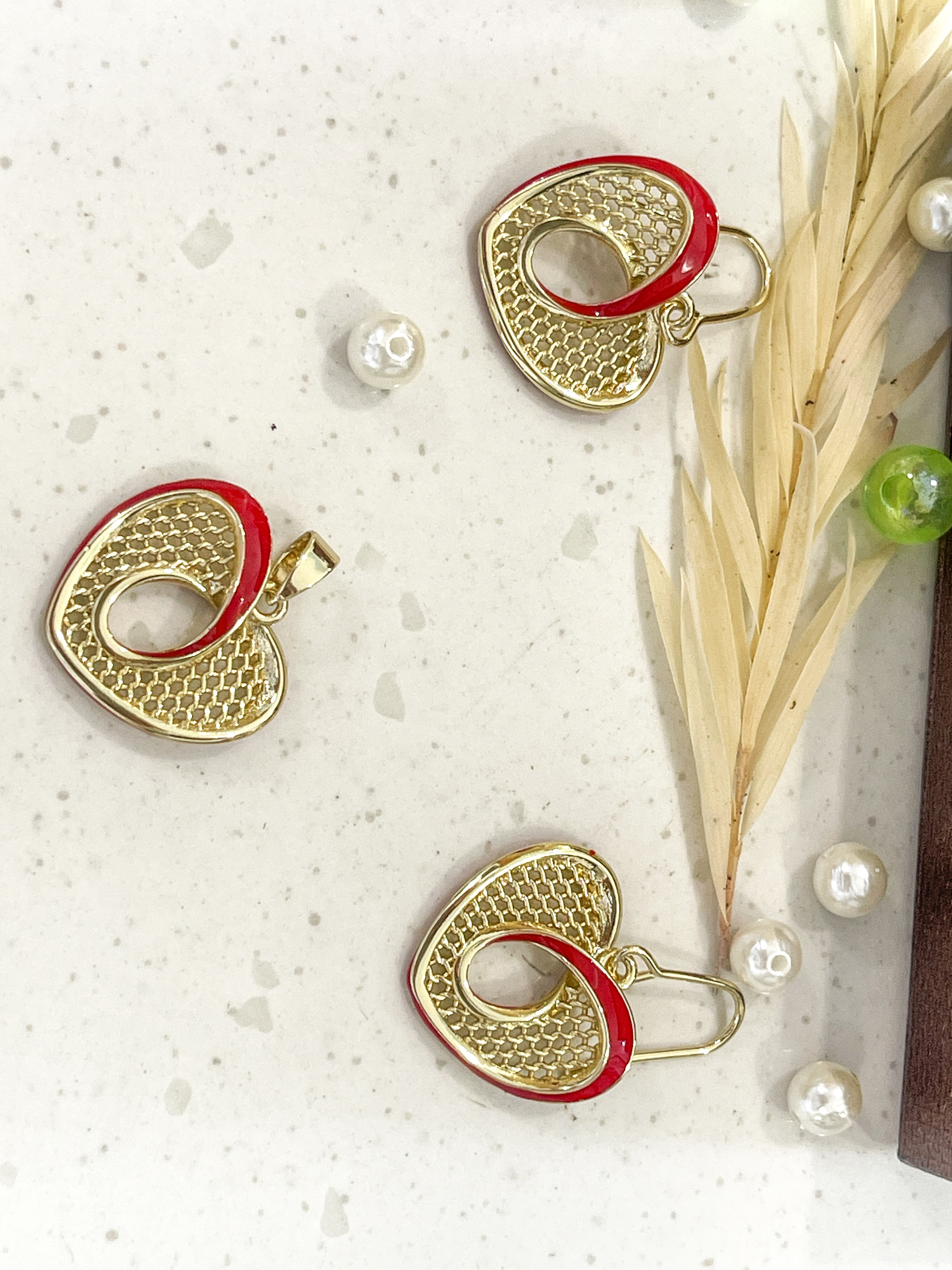 Gold Heart-Shaped Jewelry Set