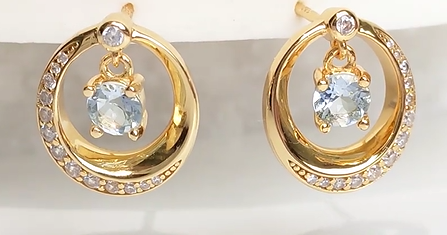 S925 Sterling Silver Gold-plated Crystal Earrings with Topaz