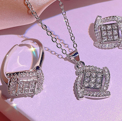 Minimalist Daily Shine New Geometric Shape Zircon Jewelry Set 